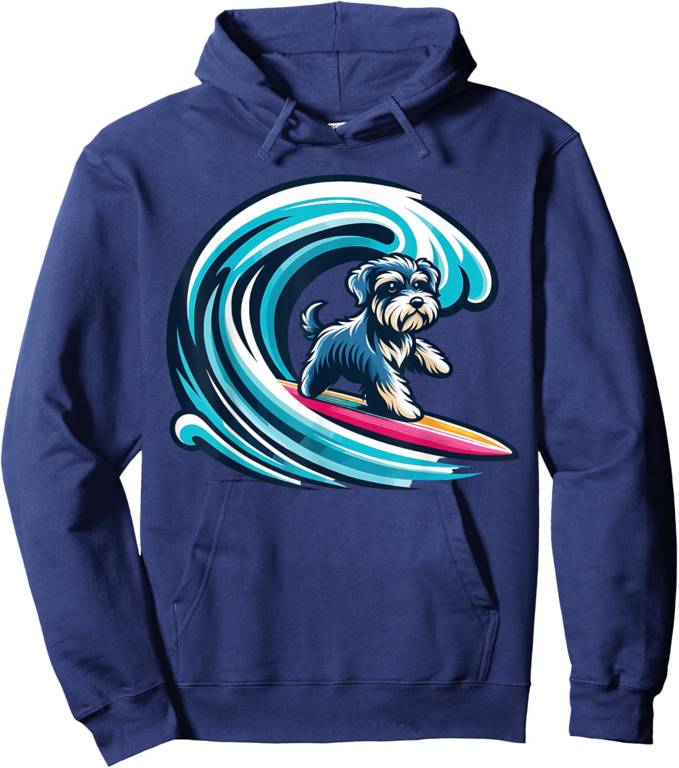 Schnoodle Surfing, Wave Riding Schnoodle Hoodie - Hoodie | Navy