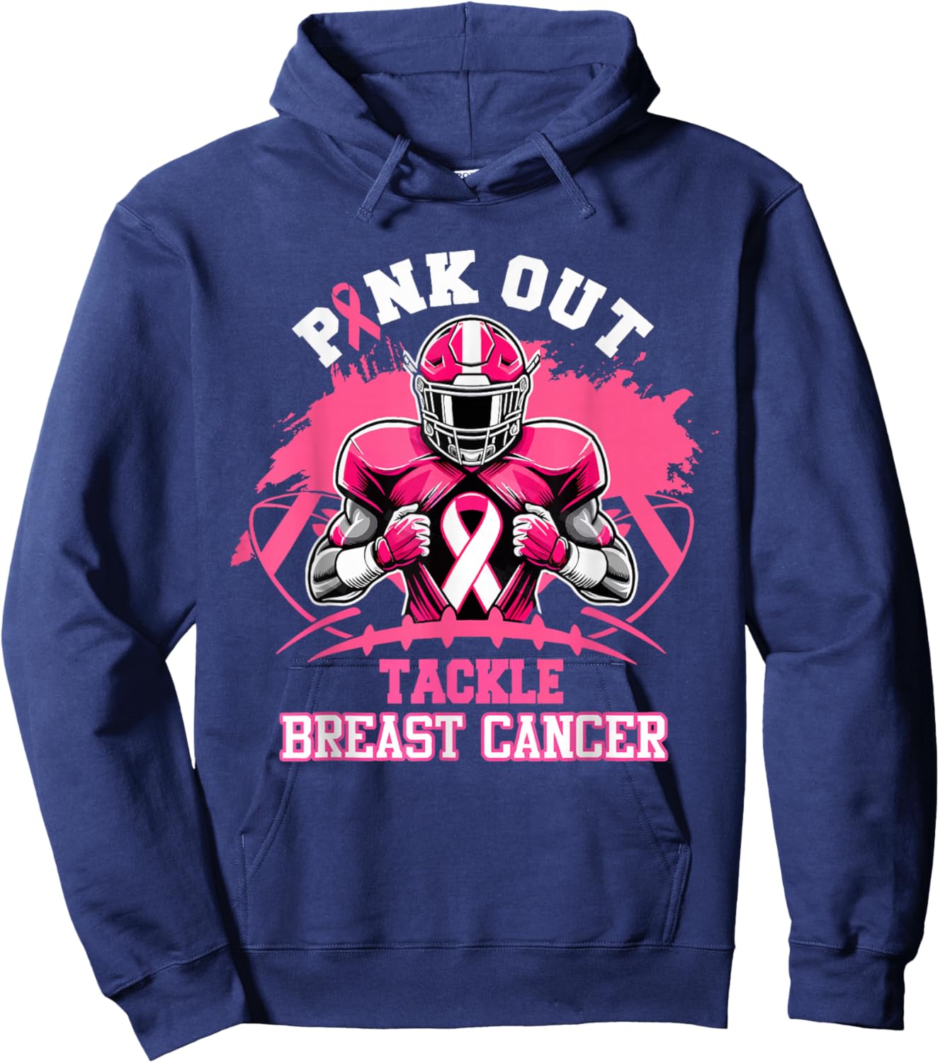 Pink Out Tackle Breast Cancer Awareness American Football Hoodie - Hoodie | Navy