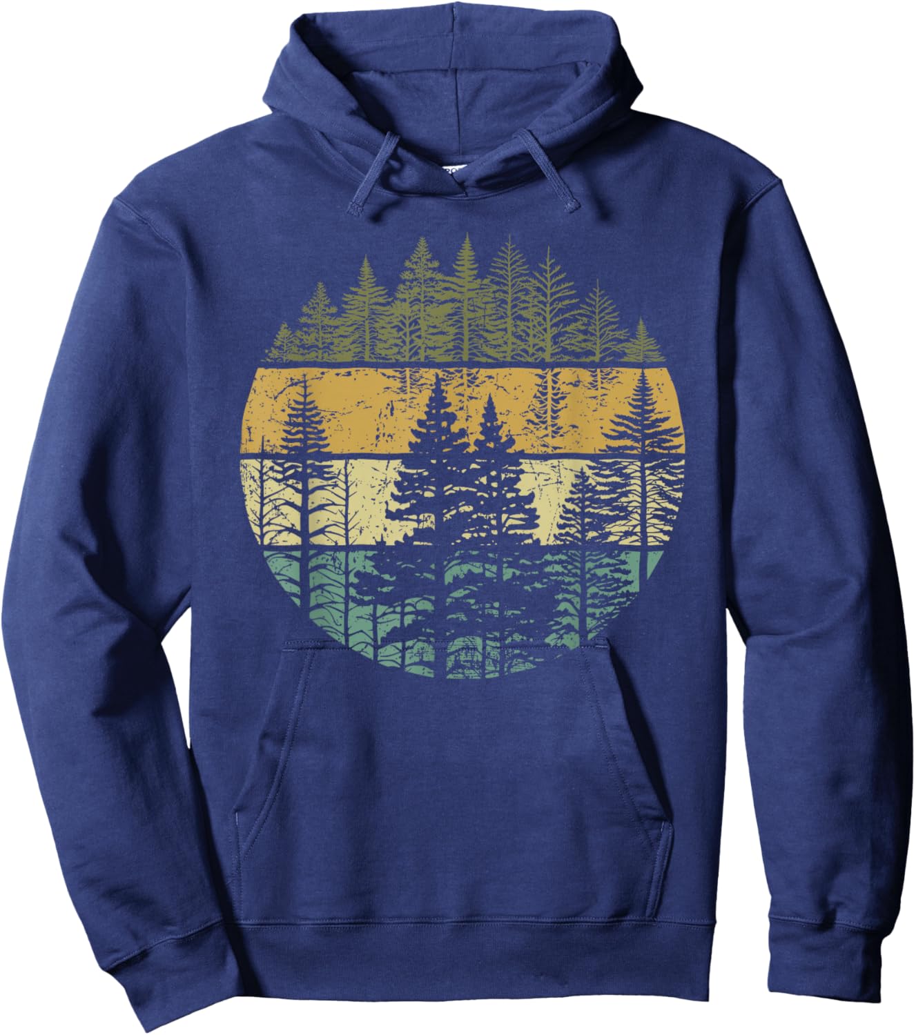 Retro Forest Trees Outdoors Nature Women Men Vintage Graphic Hoodie - Hoodie | Navy