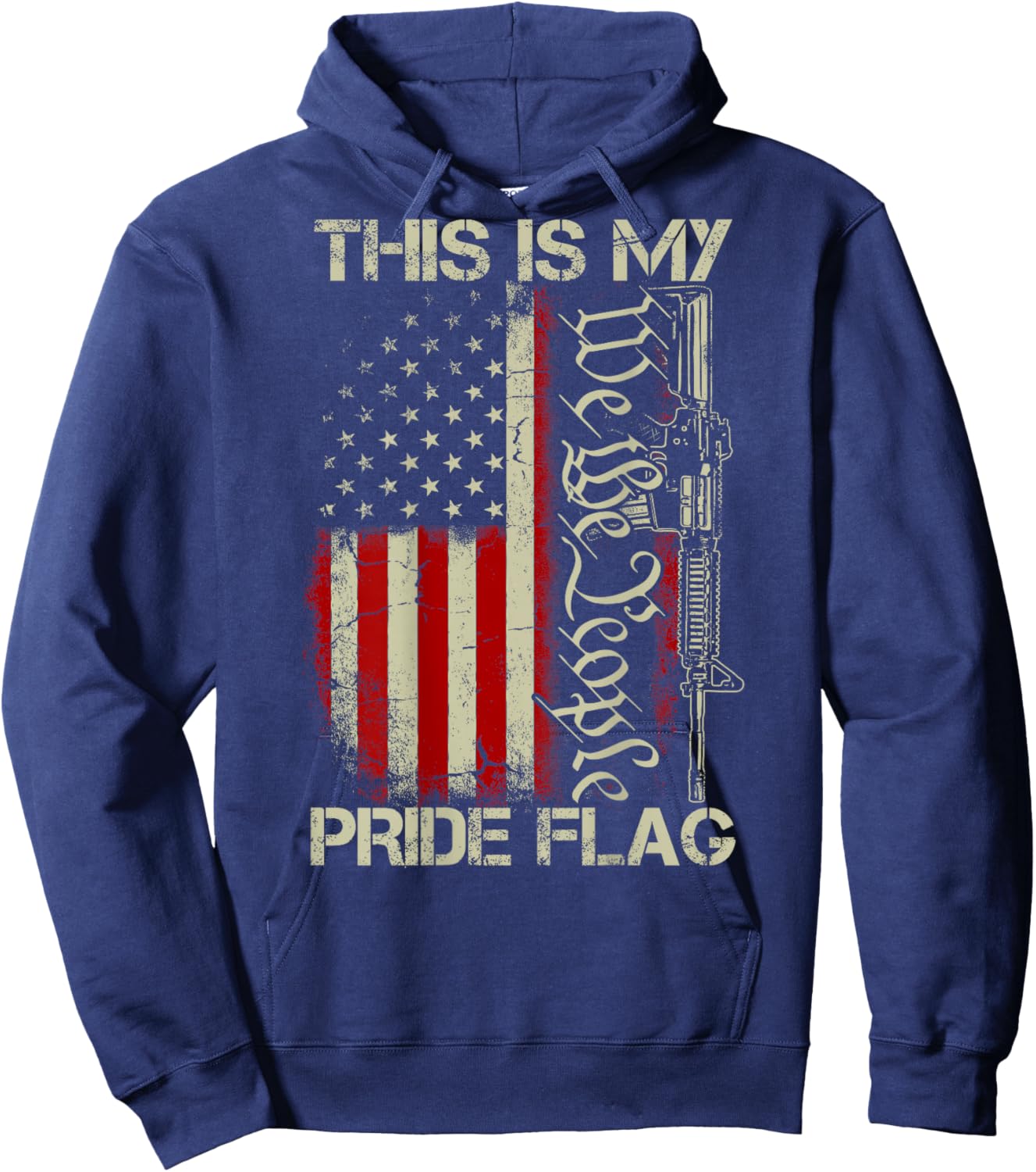 This is My Pride Flag USA Patriots Gun American Flag on Back Hoodie - Hoodie | Navy