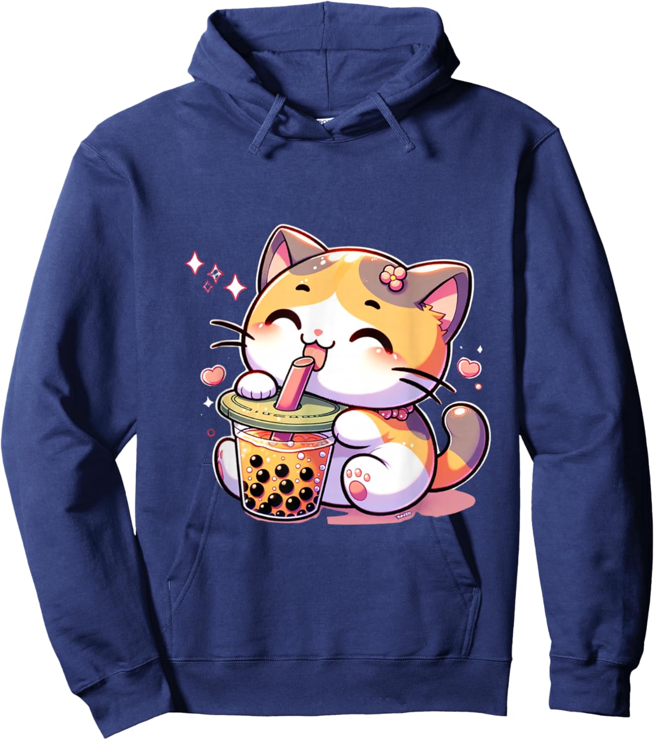 Cat Boba Tea Bubble Tea Anime Kawaii Neko Kids Teen Children Hoodie - Hoodie | Navy