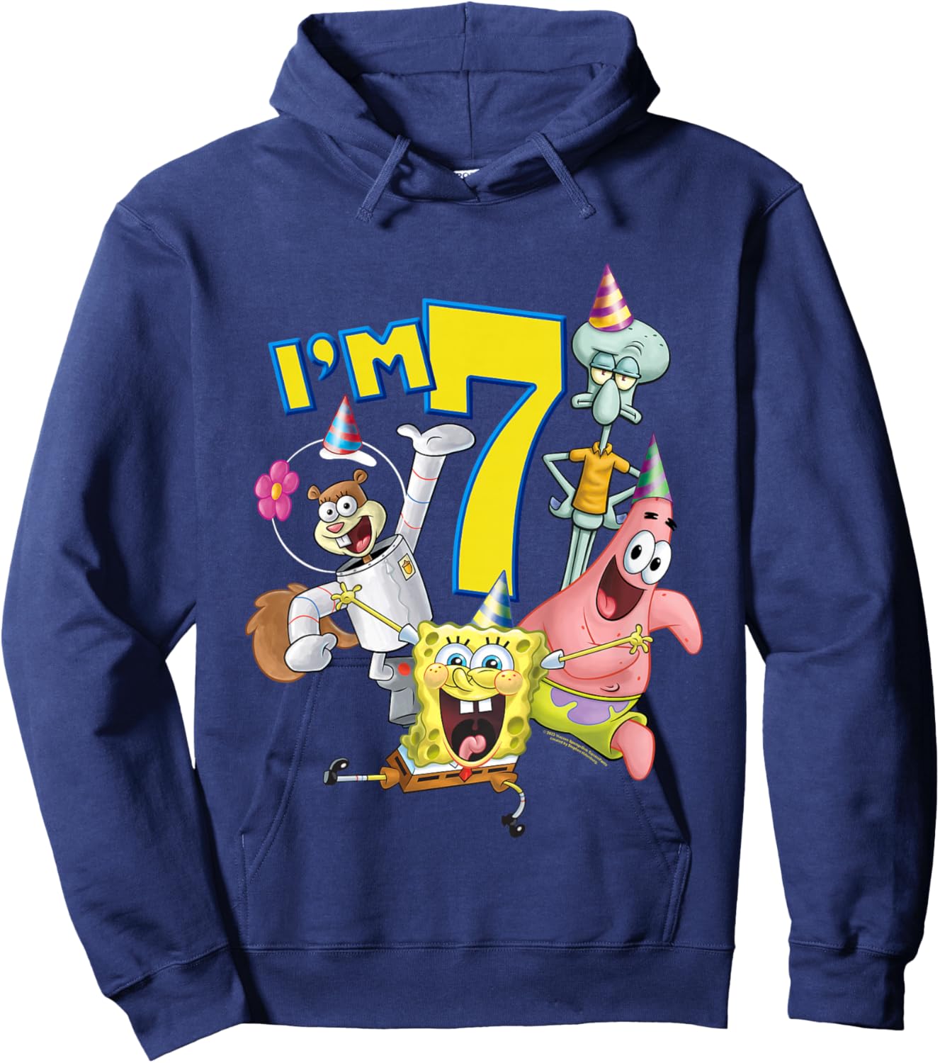 Kinder SpongeBob SquarePants 7th Birthday Today I'm 7 Hoodie - Hoodie | Navy