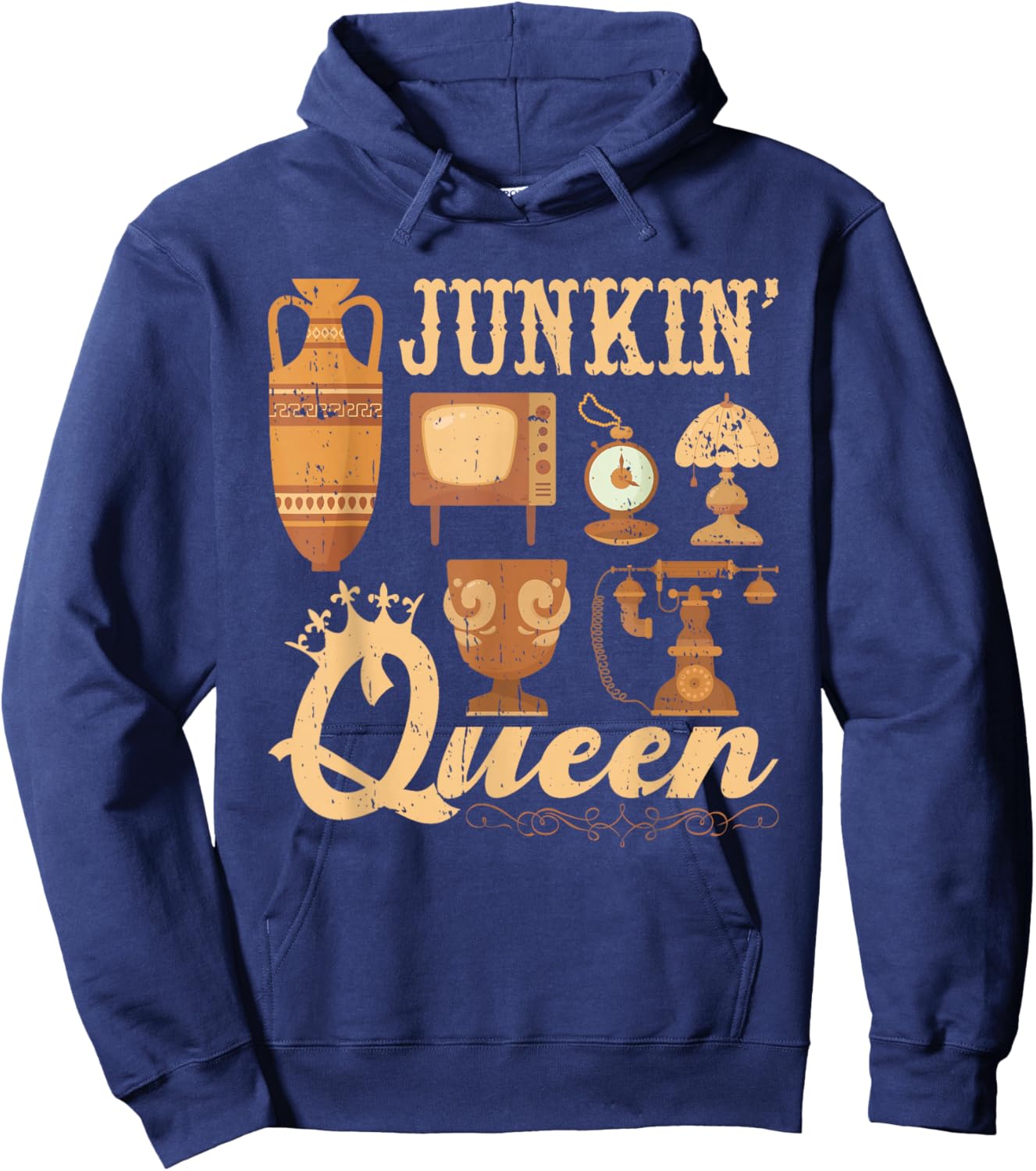 Junkin Queen Junking Antique Junk & Thrift Hoodie - Hoodie | Navy