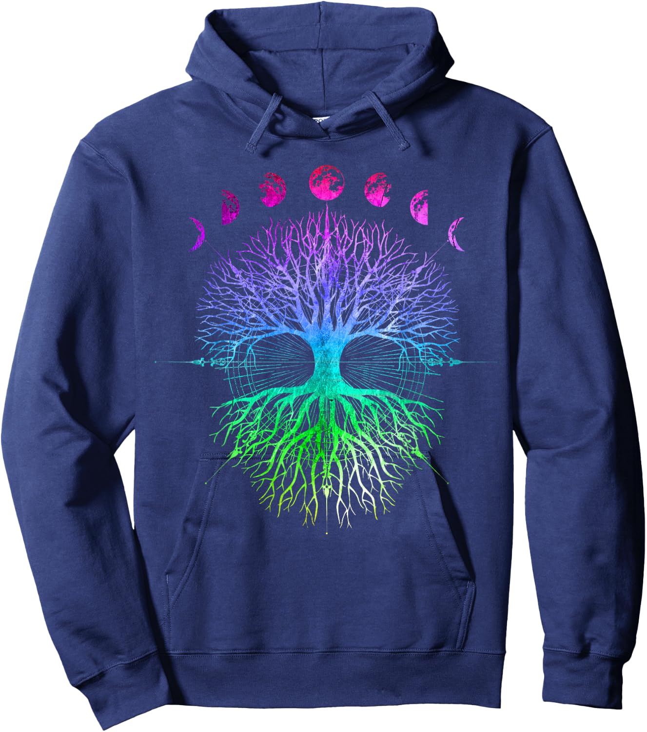 Phases of the Moon Tree of Life Hippy Hoodie - Hoodie | Navy