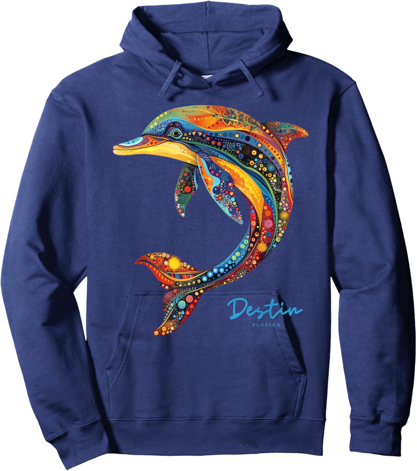 Destin Florida FL Beach Family Vacation Tropical Dolphin Hoodie - Hoodie | Navy