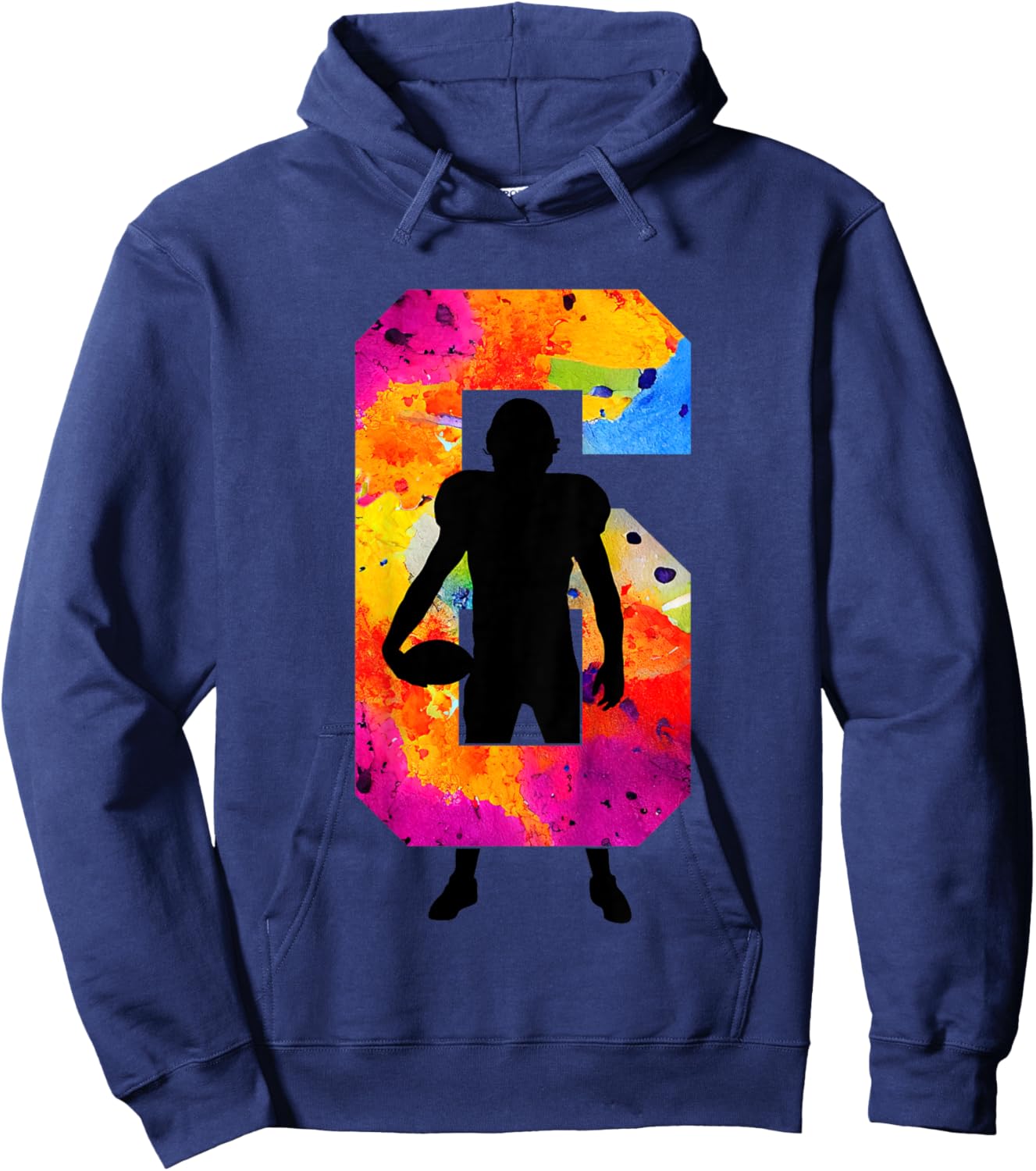 Kids FOOTBALL PLAYER NUMBER 6 YEARS FOOTBALL 6TH BIRTHDAY Hoodie - Hoodie | Navy