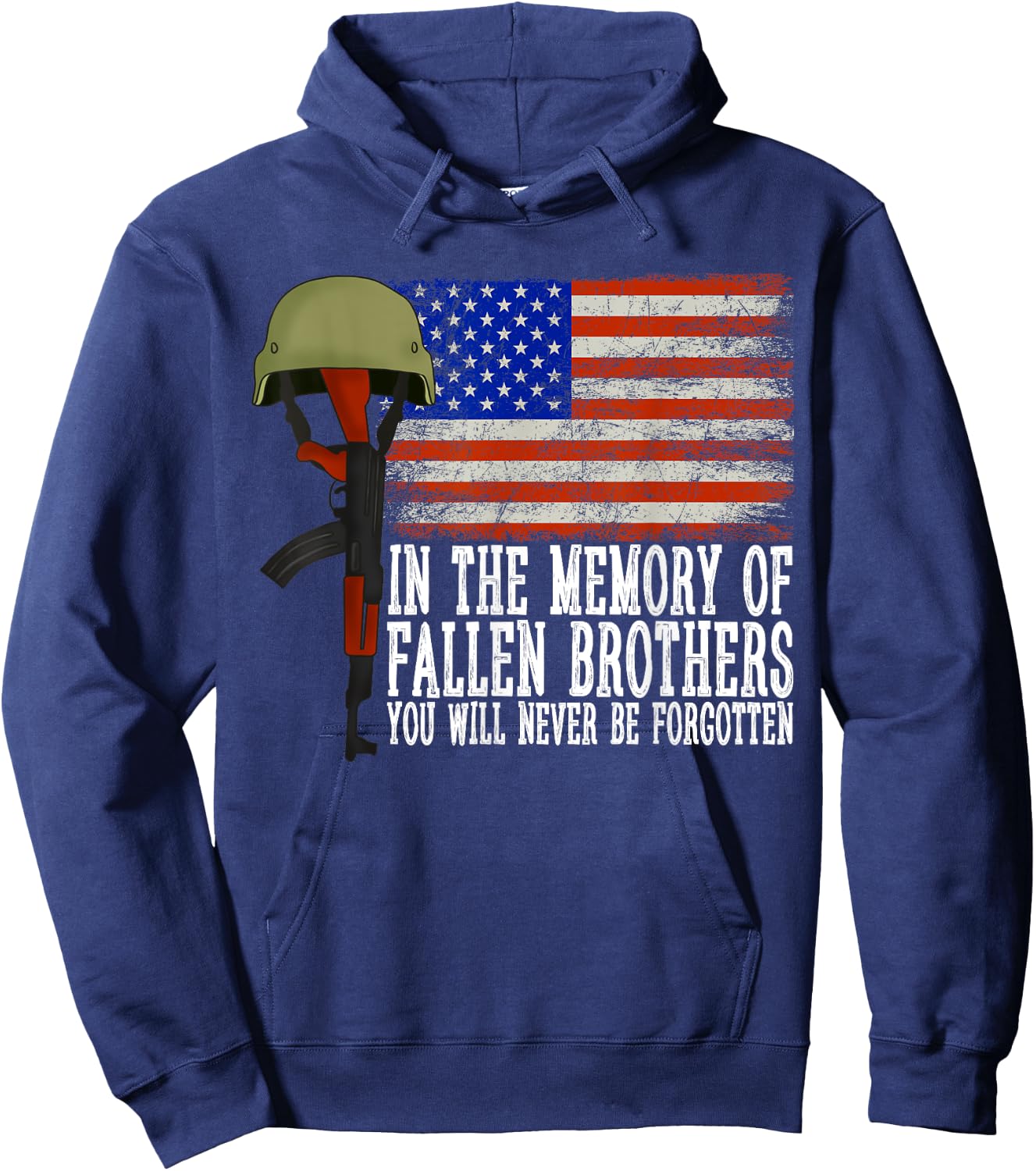 In The Memory Of Fallen Brothers You Will Never Be Forgotten Hoodie - Hoodie | Navy