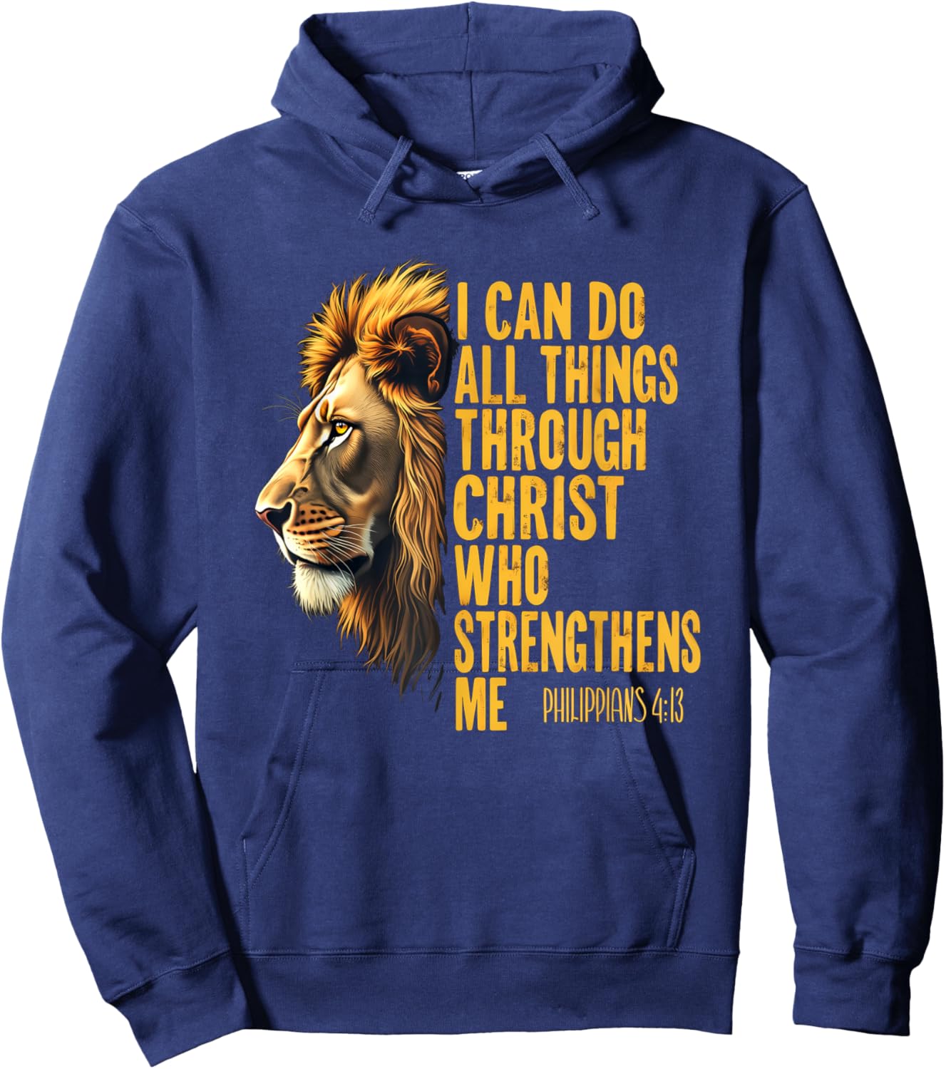 Philippians 4:13 Religious Lion Strengthens Christian 0HALDO Hoodie - Hoodie | Navy