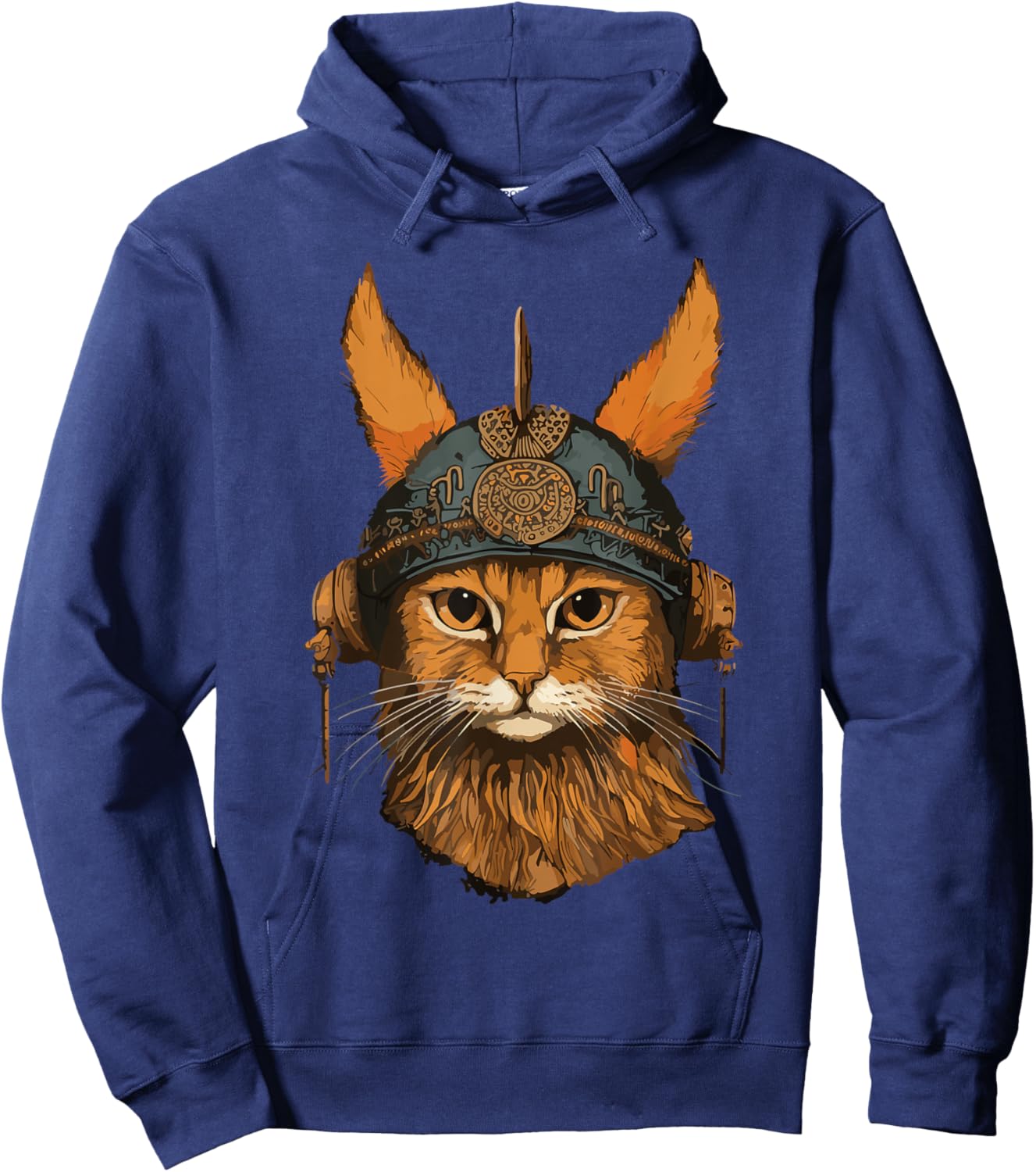 Viking Cat With Viking Helmet Norwegian Nordic Mjolnir Axes Hoodie - Hoodie | Navy