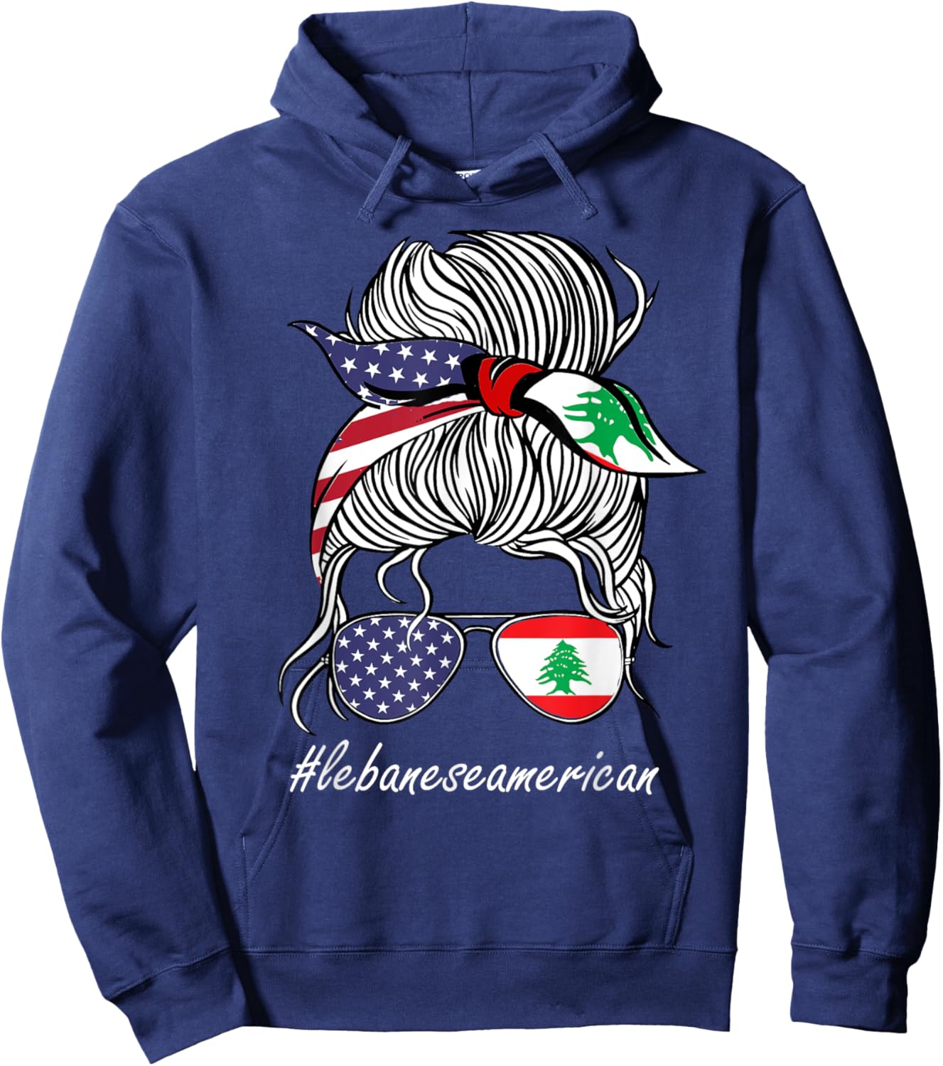 Lebanon Heritage American Grown Women Girl Lebanon Flag Hoodie - Hoodie | Navy