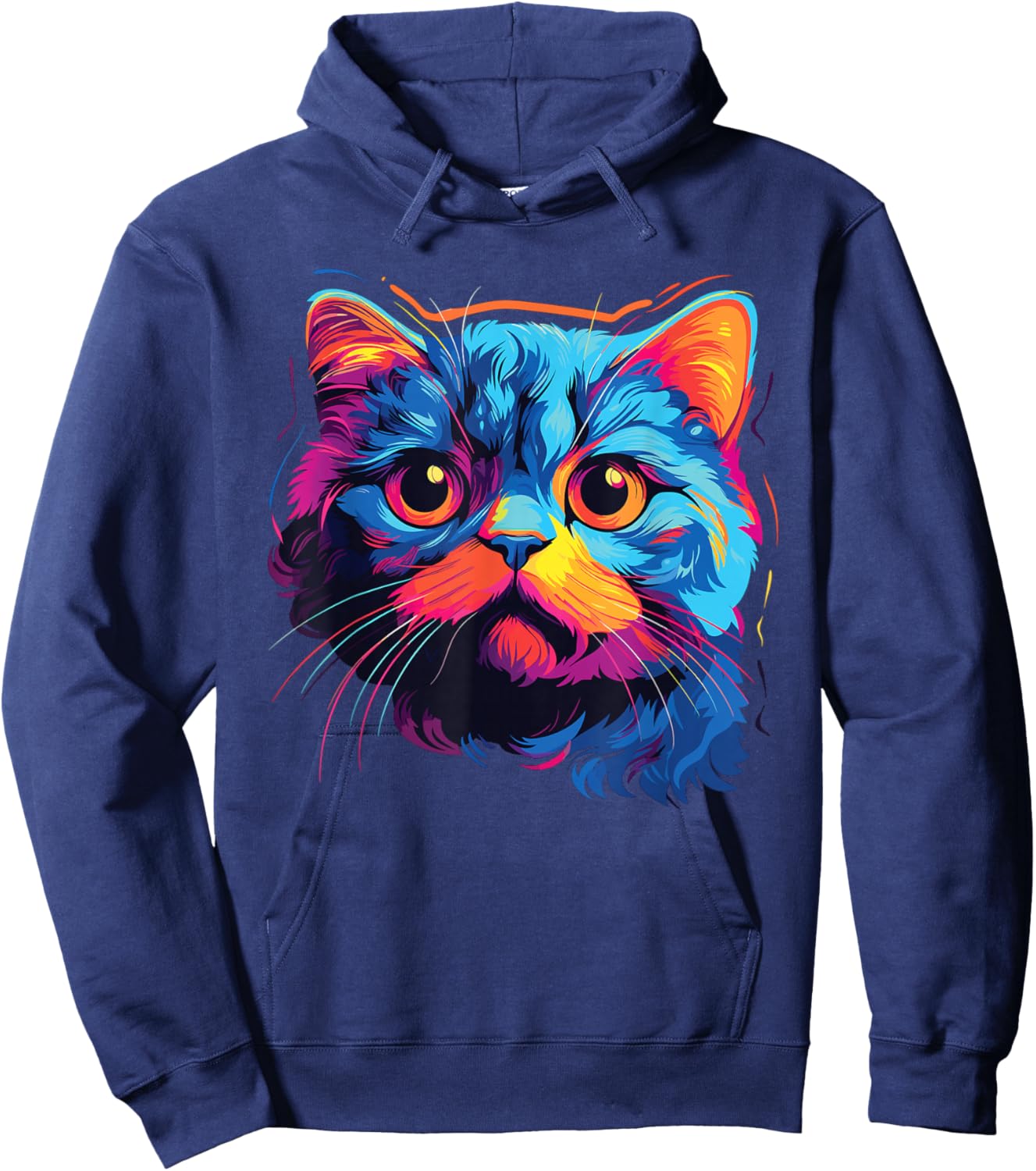 Cat Watercolor Colorful Scottish Fold Cats Women Girls Kids Hoodie - Hoodie | Navy