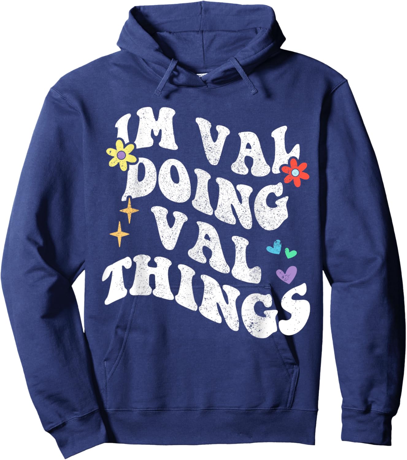 Retro Groovy Im Val Doing Val Things Funny Mother's Day Hoodie - Hoodie | Navy