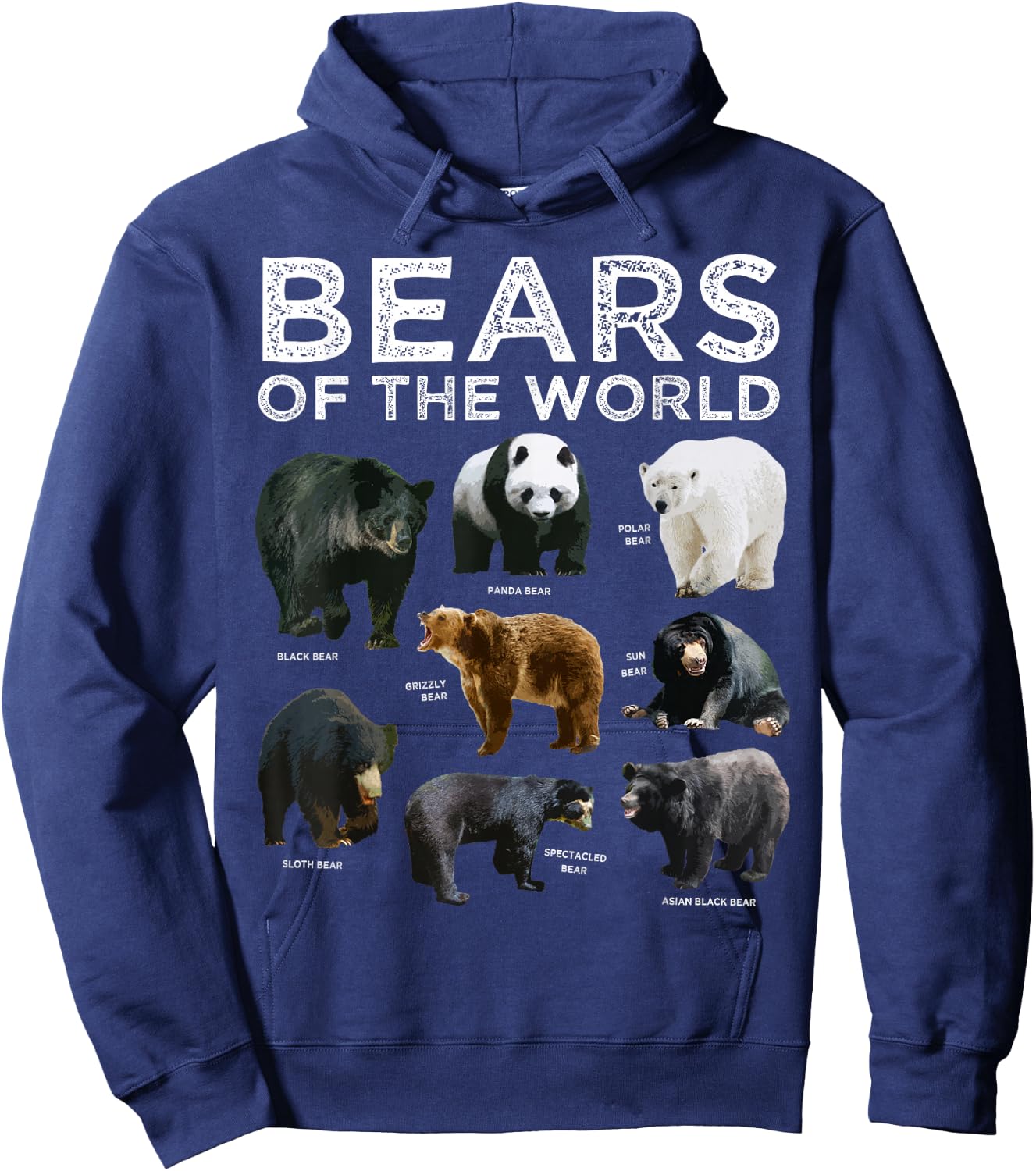Eight Bears of the World Panda Polar Grizzly Black Cute Hoodie - Hoodie | Navy