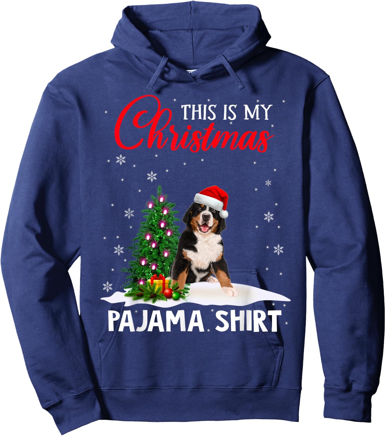 This Is My Christmas Pajama Bernese Mountain Xmas Dog Lover Hoodie - Hoodie | Navy