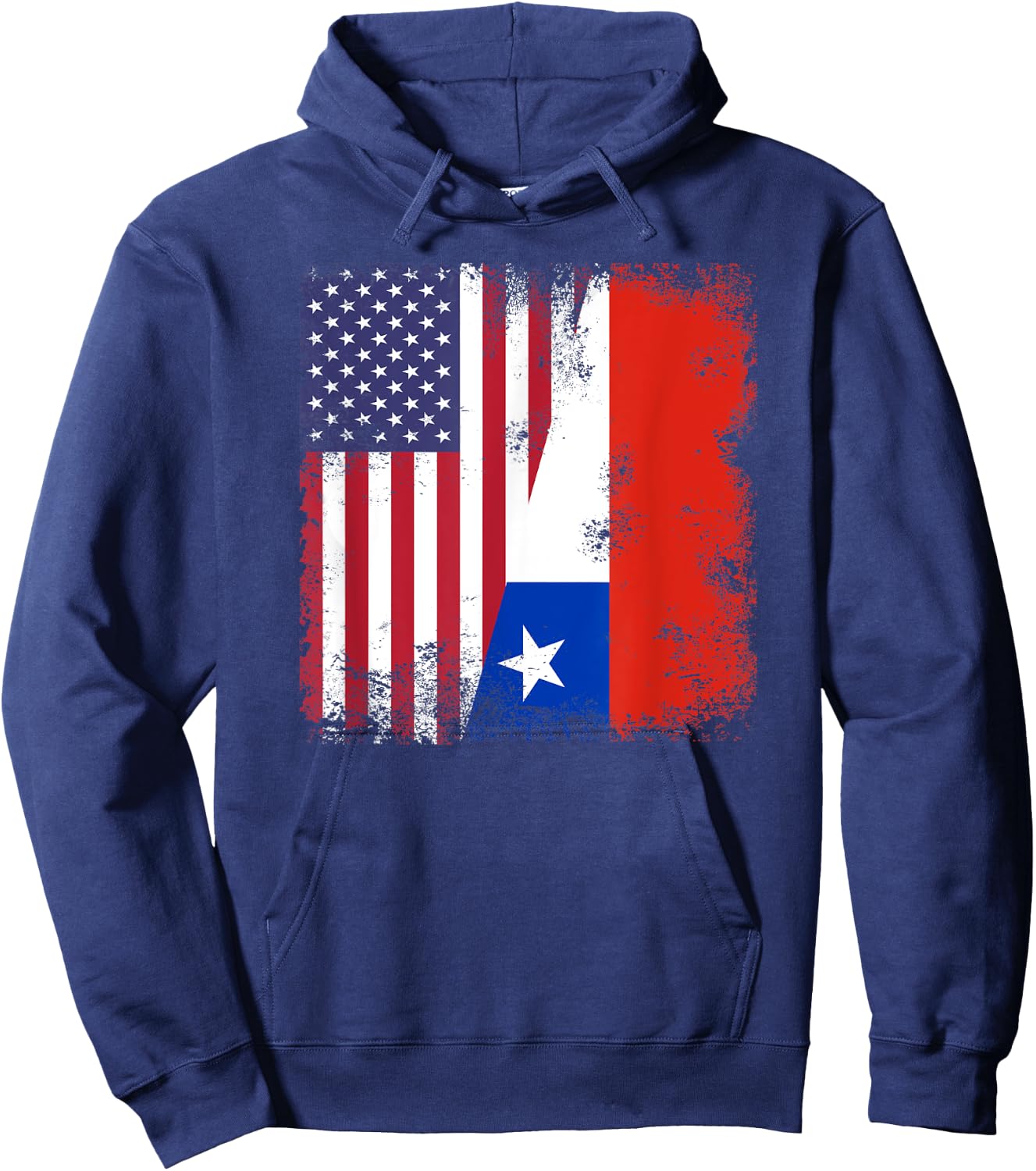 Half Chilean Flag | Vintage Chile USA Gift Hoodie - Hoodie | Navy