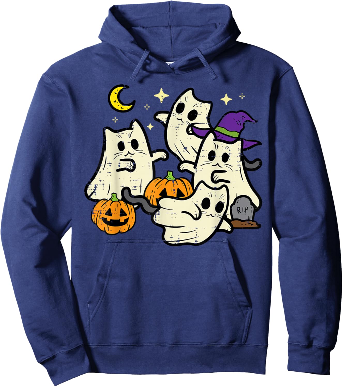 Halloween Black Cats Ghosts Costume Women Girls Kids Toddler Hoodie - Hoodie | Navy