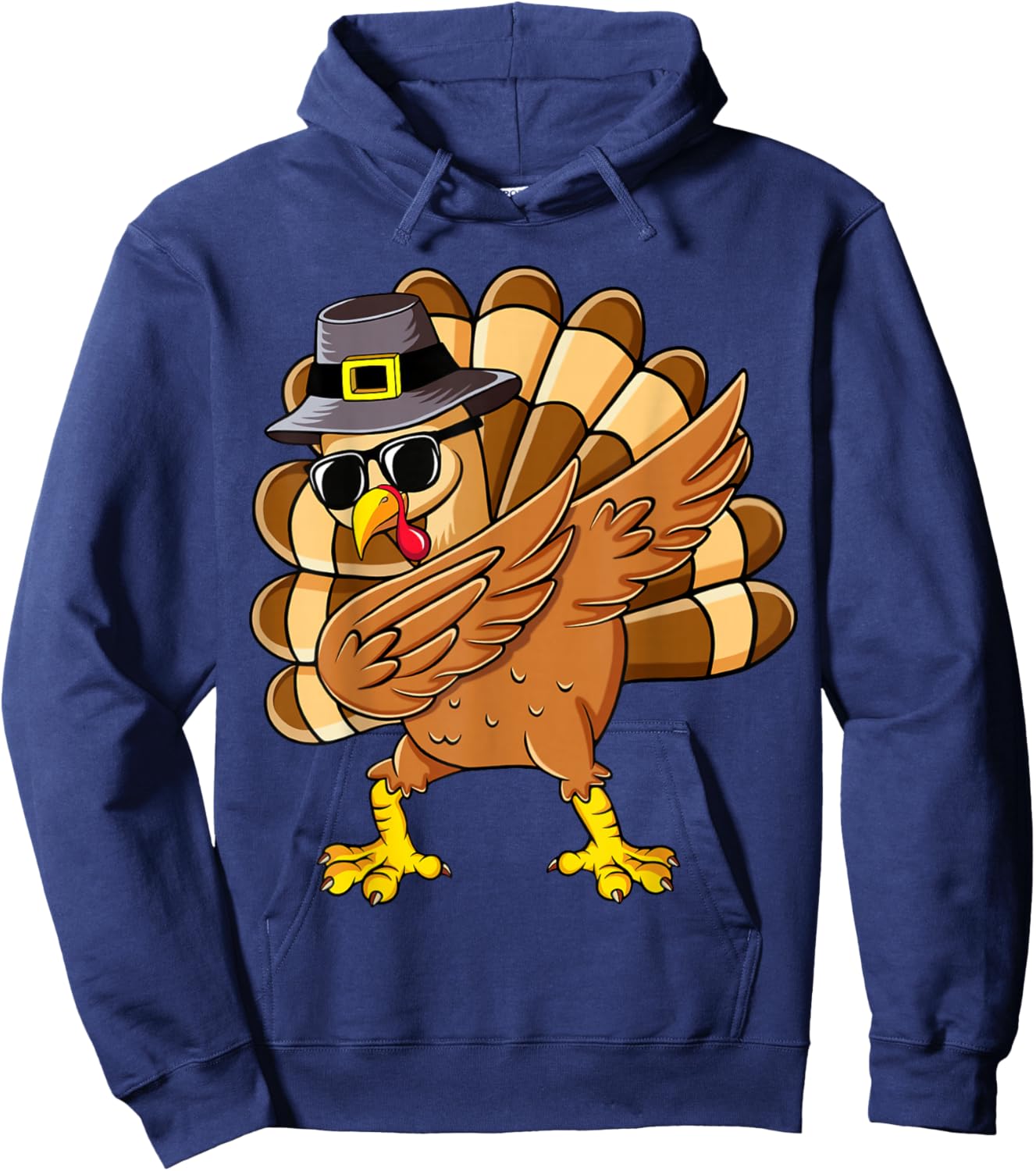 Dabbing Turkey Thanksgiving Day Pilgrim Boys Men Funny Dab Hoodie - Hoodie | Navy