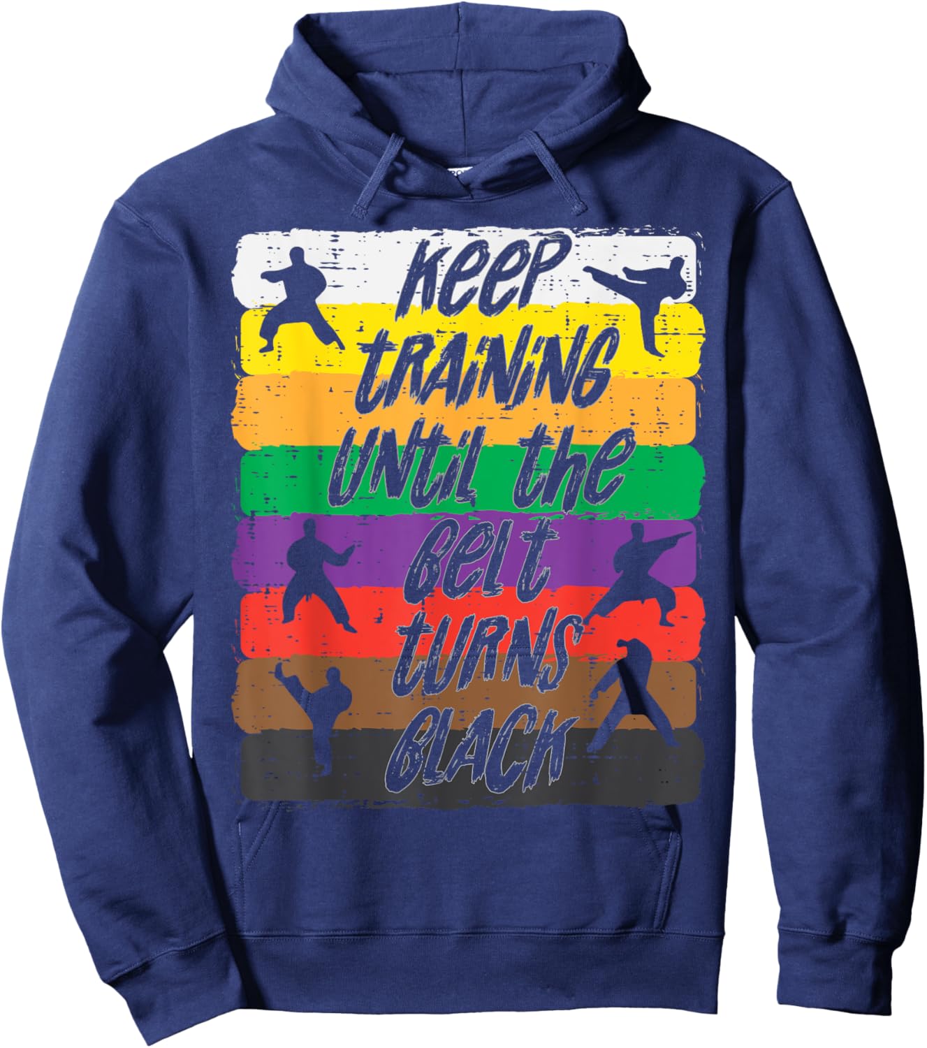Karate Training Belt Turns Black Martial Arts Men Women Kids Hoodie - Hoodie | Navy