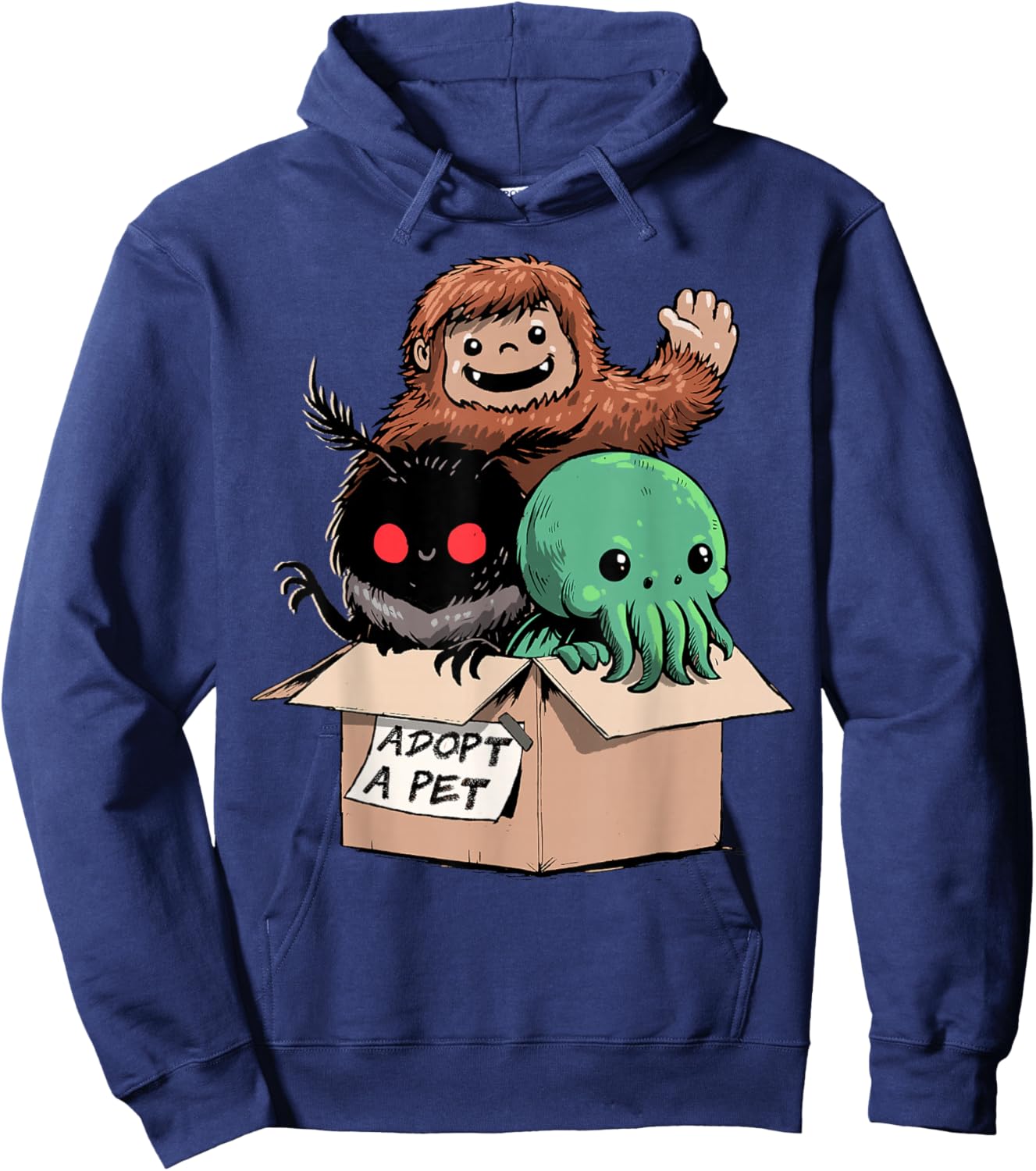 Adopt A Pet Shirt Creepy Monsters Bigfoot Mothman Cthulhu Hoodie - Hoodie | Navy