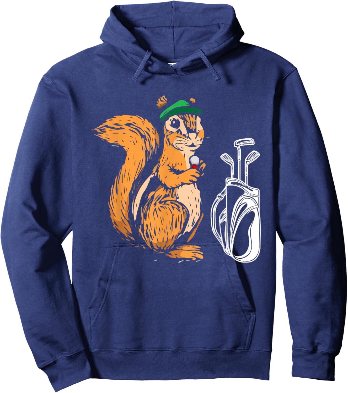 Squirrel Who Is Playing Golf - Golfer Squirrel Golf Player Hoodie - Hoodie | Navy