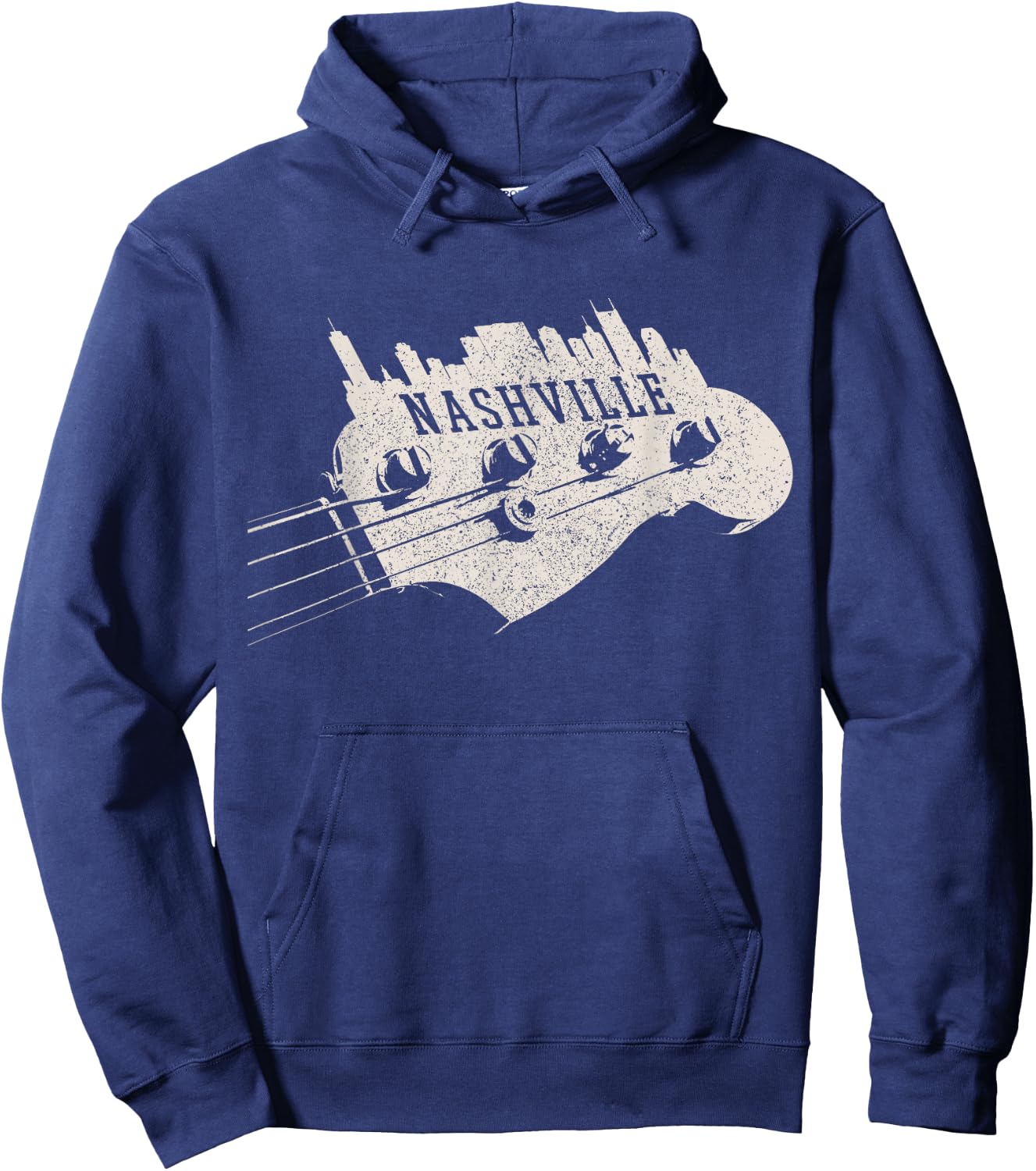 Nashville Skyline - Bass Guitar Country Music City souvenir Hoodie - Hoodie | Navy