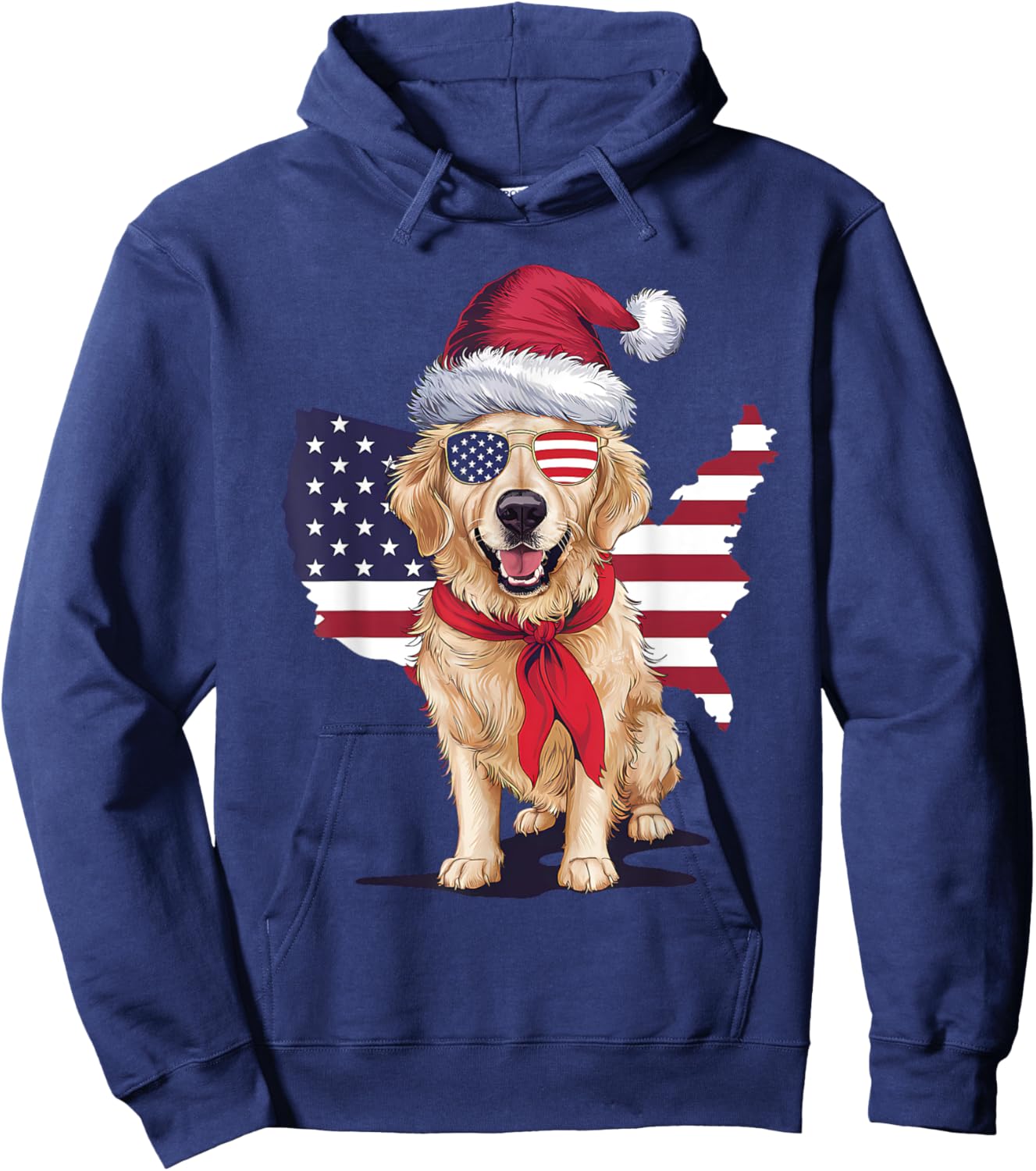 Golden Retriever American Flag 4th Of July Patriotic USA Hoodie - Hoodie | Navy