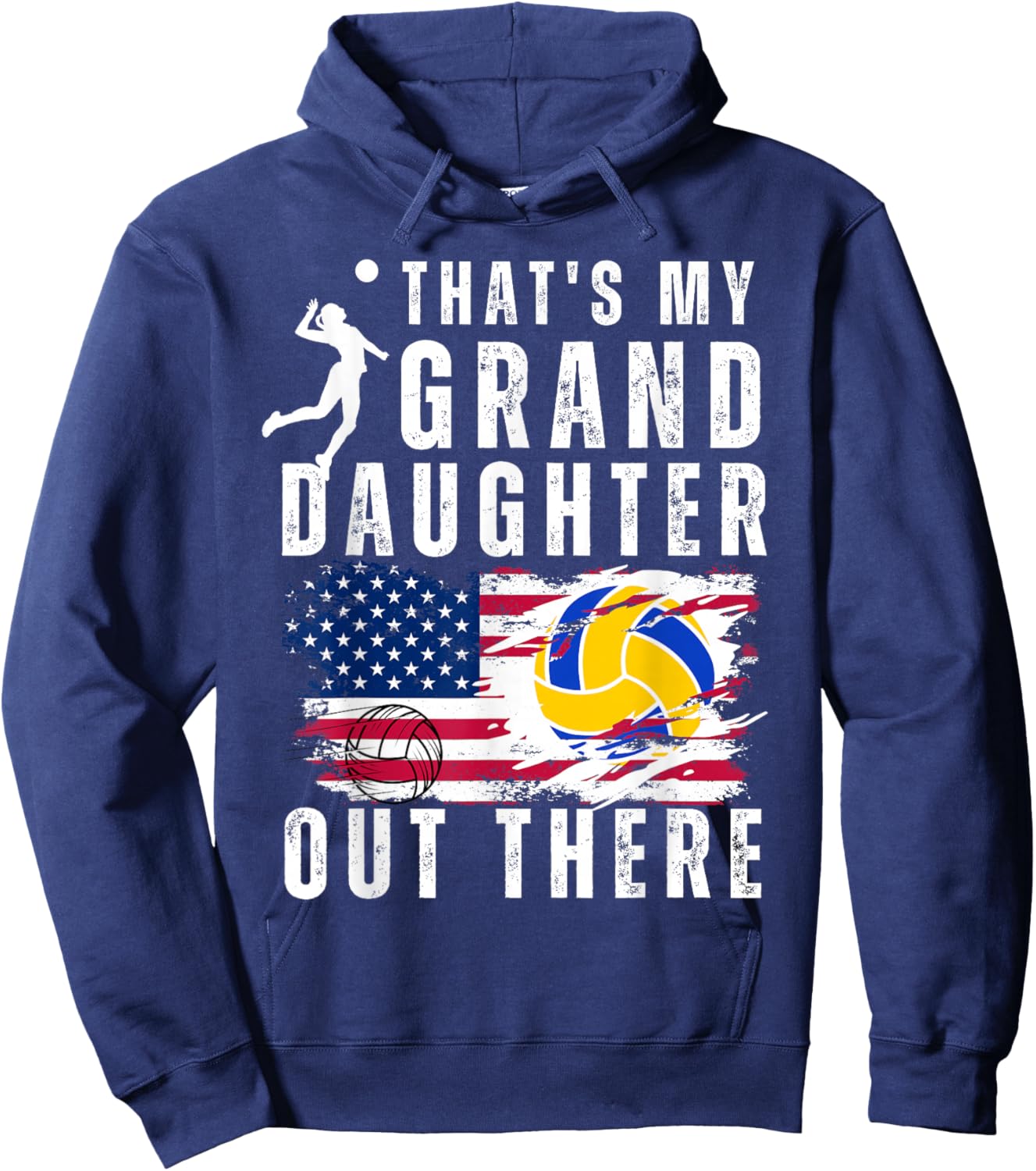That's My Granddaughter Out There Volleyball Grandma Grandpa Hoodie - Hoodie | Navy