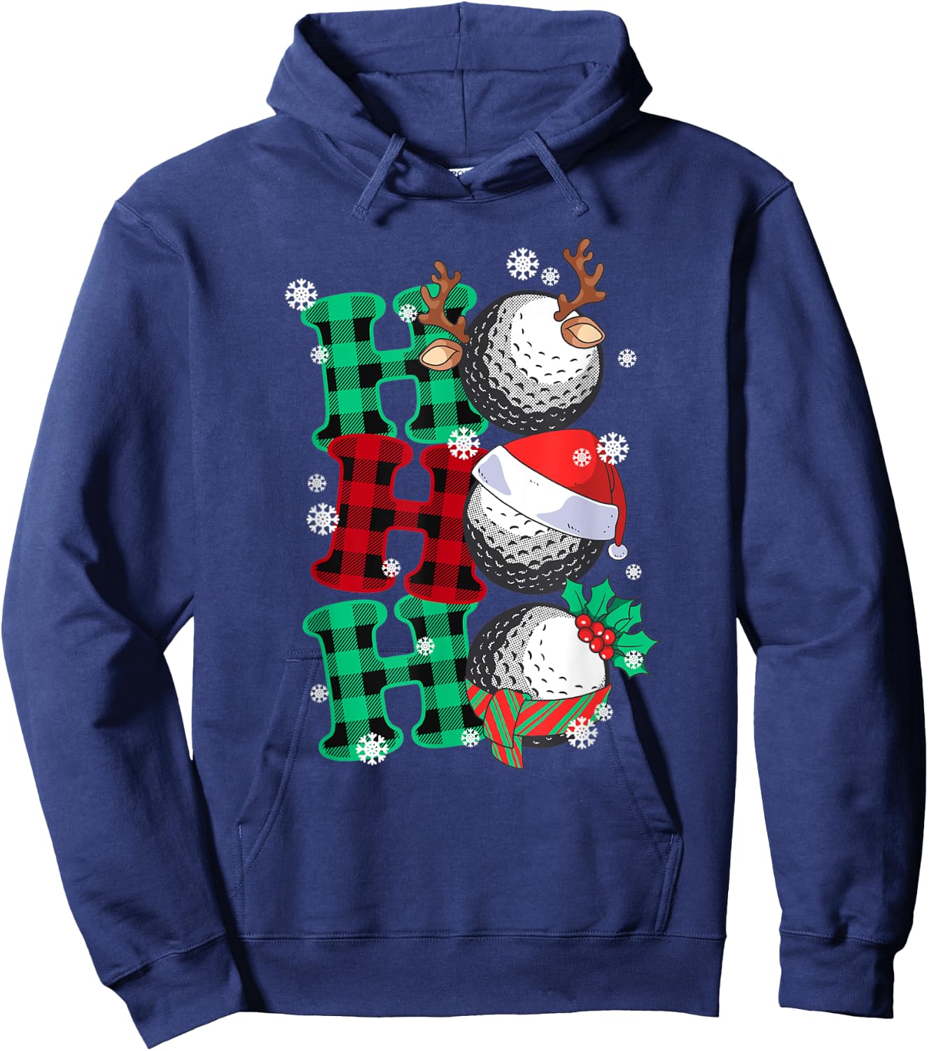 Christmas Ho-Ho-Ho Santa Reindeer Golf Pajama for Golfer Hoodie - Hoodie | Navy