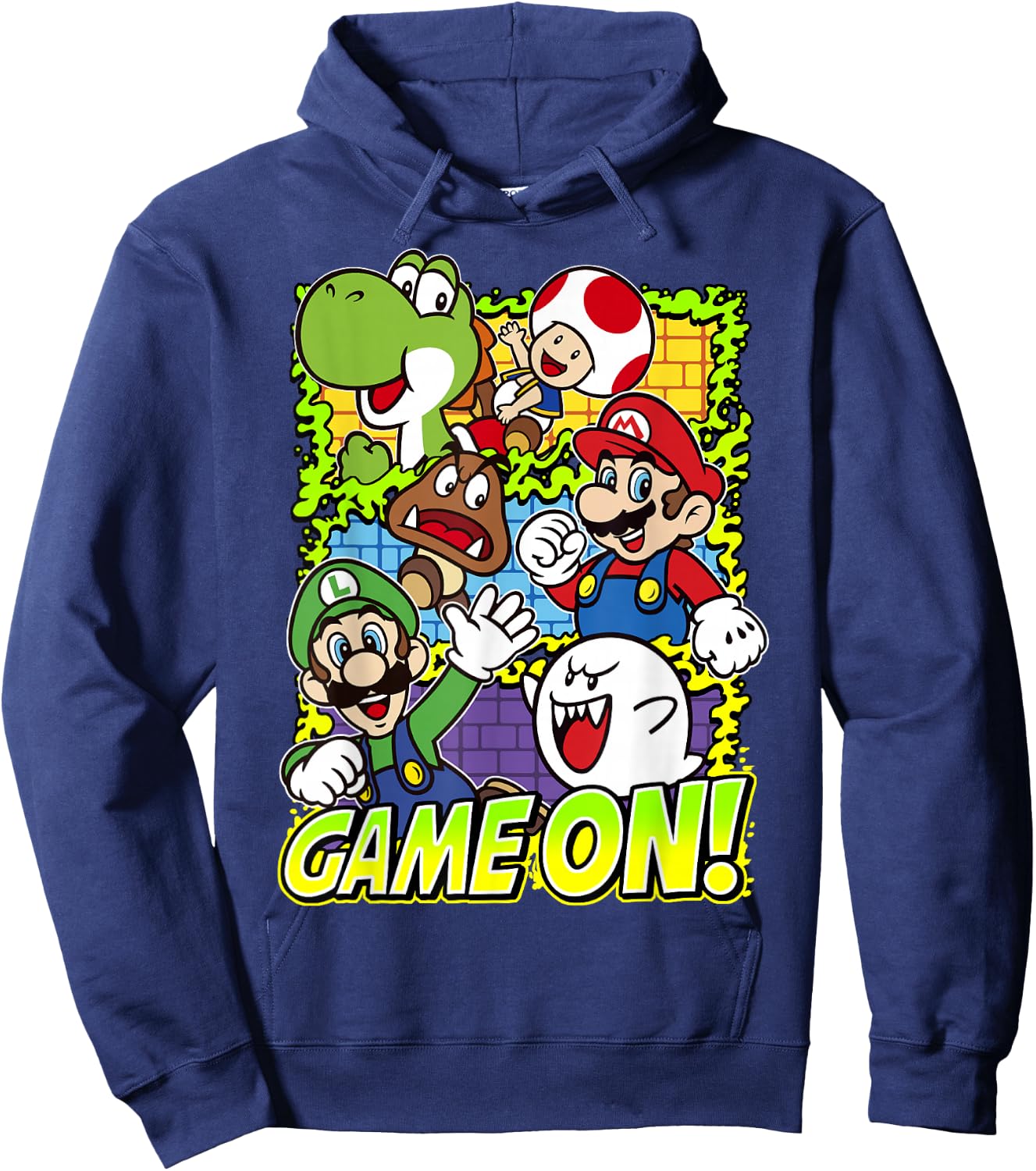 Super Mario Group Shot Game On Hoodie - Hoodie | Navy