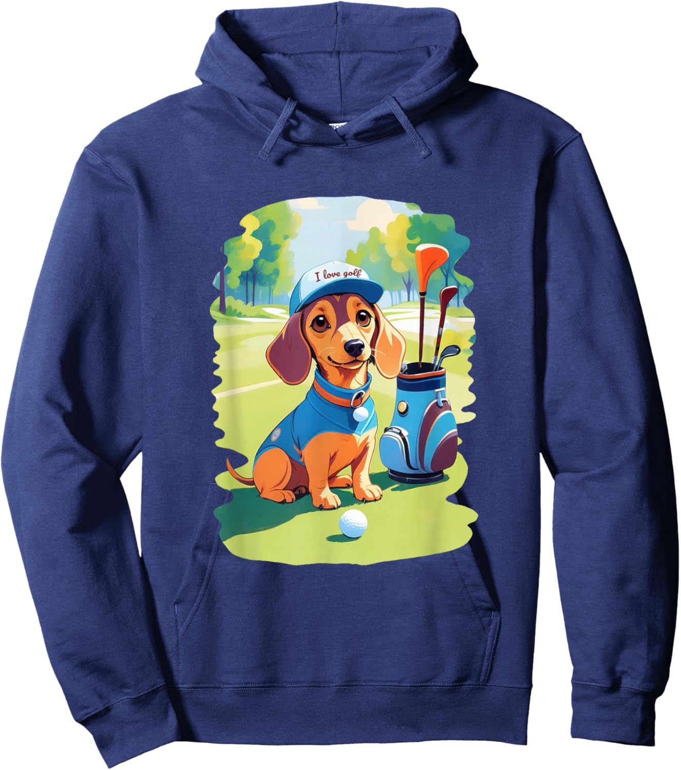 Golf Fans Dachshund Golfing Dog Owners Hoodie - Hoodie | Navy