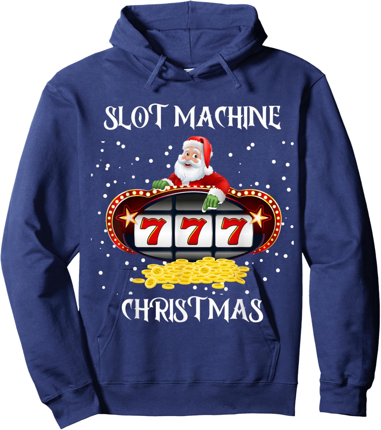 Slot Machine Queen Poker Night Christmas Casino Santa Claus Hoodie - Hoodie | Navy