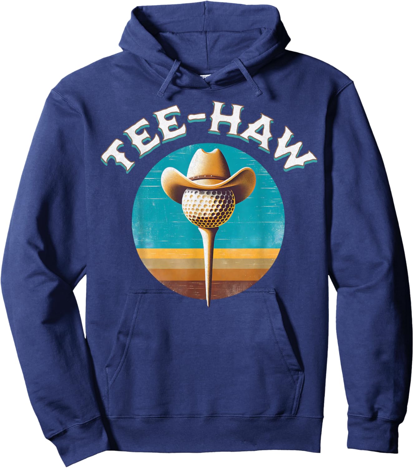 Western Haw Y'all Funny Golf Ball Cowboy Southern Retro Hoodie - Hoodie | Navy