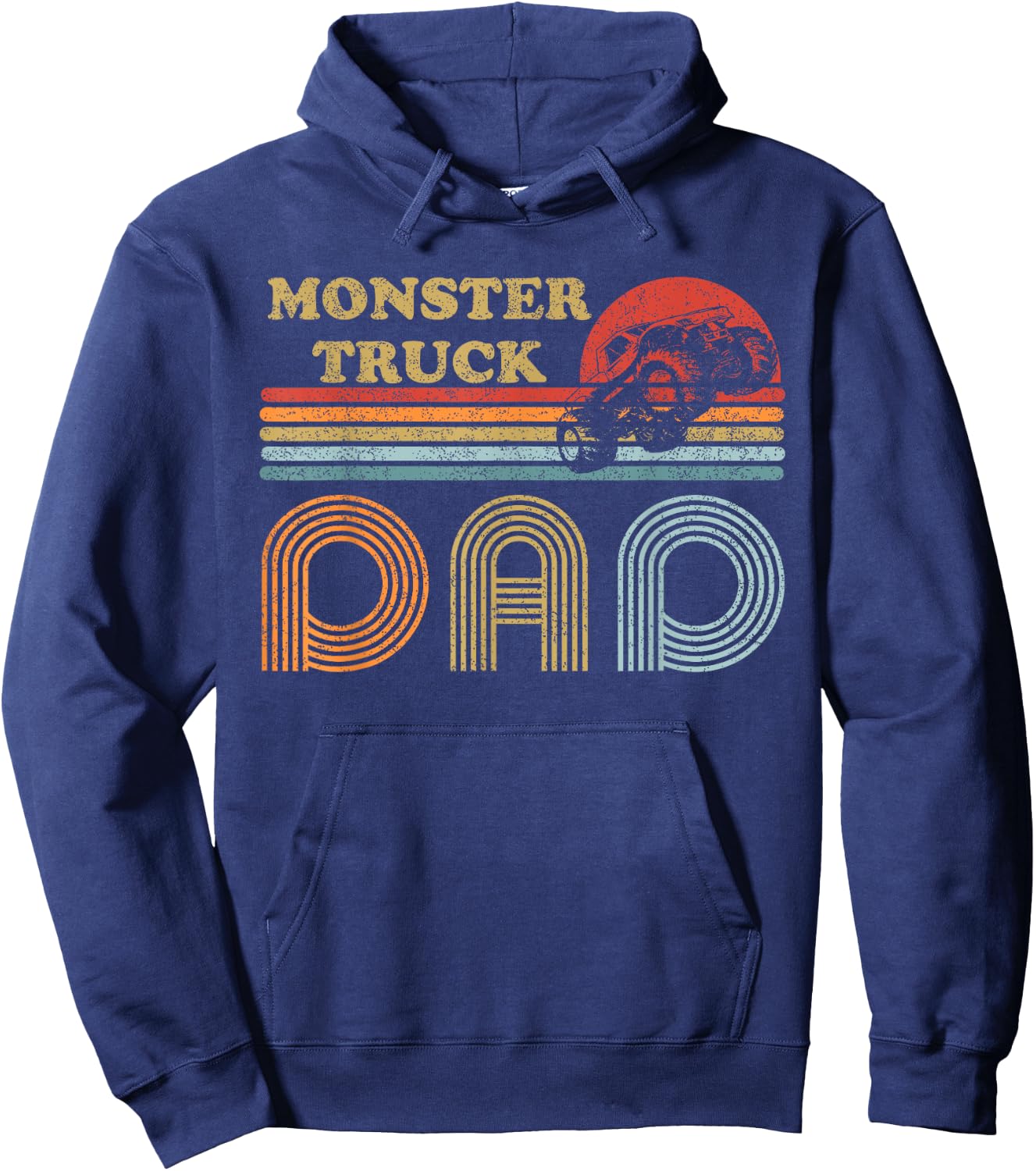 Monster Truck Dad Shirt Vintage Sunset Retro Horizon Lines Hoodie - Hoodie | Navy