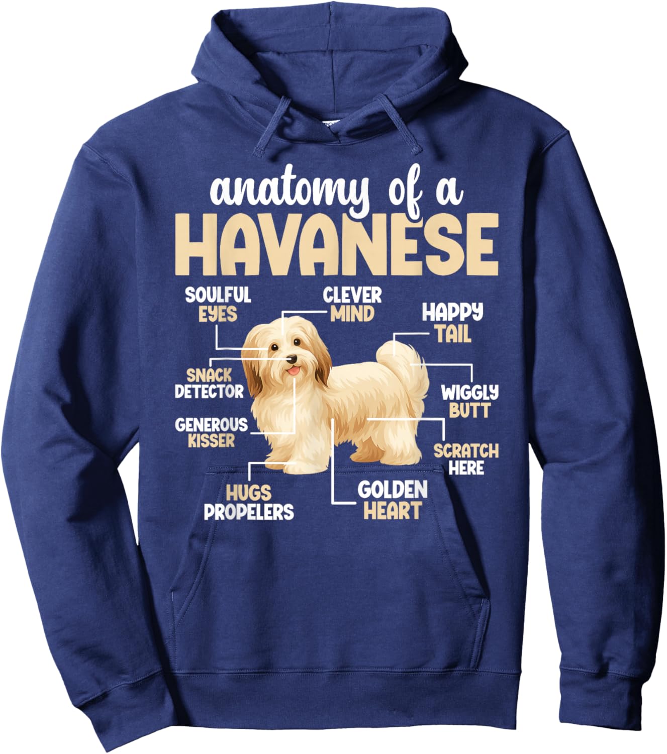 Anatomy of A Havanese Dog Havanese Owner Havanese Lover Hoodie - Hoodie | Navy