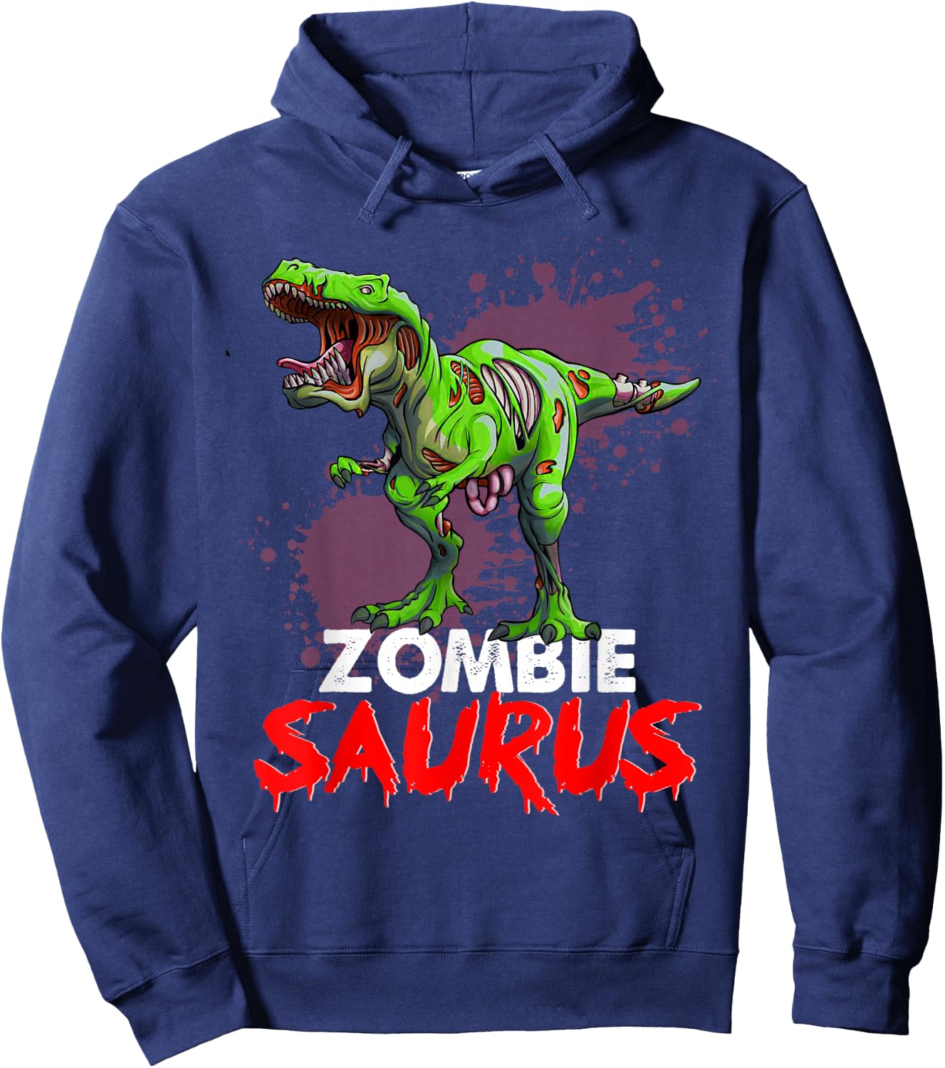 Zombie Saurus Skeleton Dinosaur T Rex Zombie Halloween Boys Hoodie - Hoodie | Navy