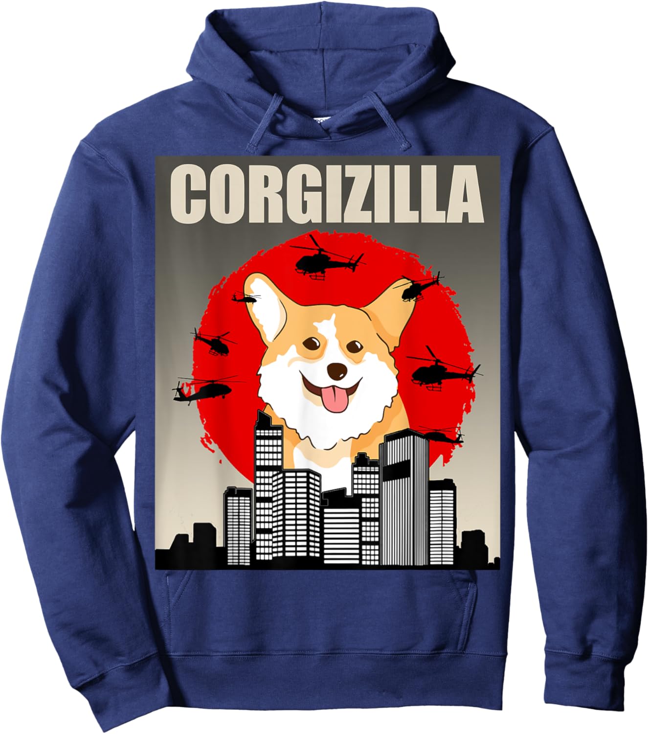 Funny Corgi Pet Dog - Corgizilla Hoodie - Hoodie | Navy