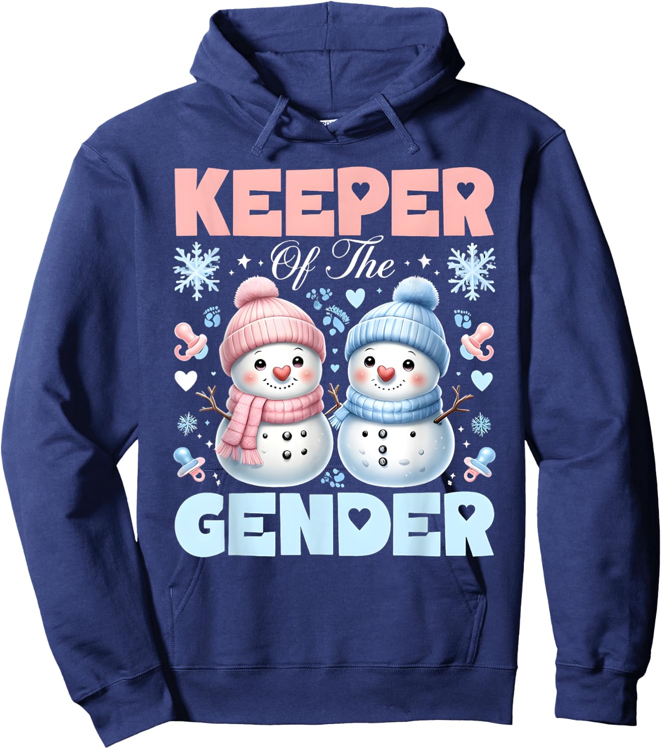 Keeper Of The Gender Reveal Baby Shower Snowman Christmas Hoodie - Hoodie | Navy