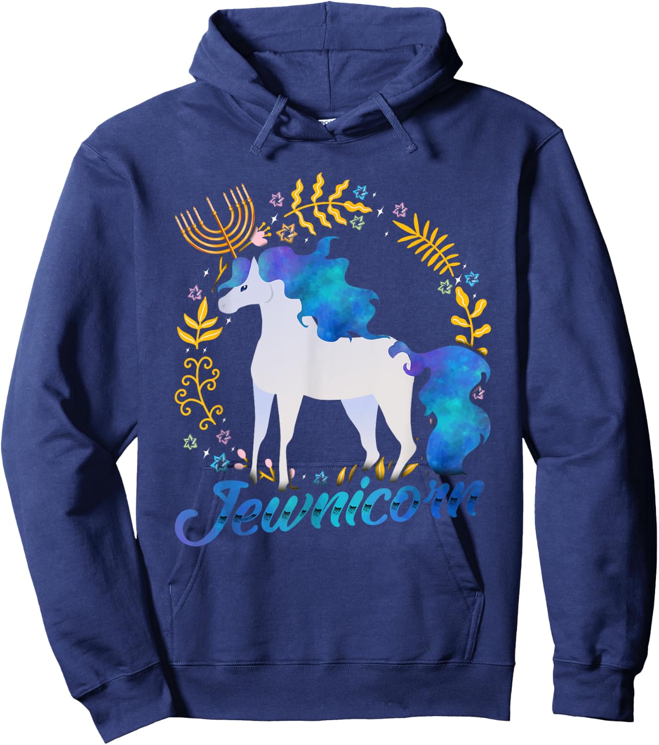 Jewnicorn Funny Jewish Unicorn Chanukah Hanukkah Jew Gift Hoodie - Hoodie | Navy
