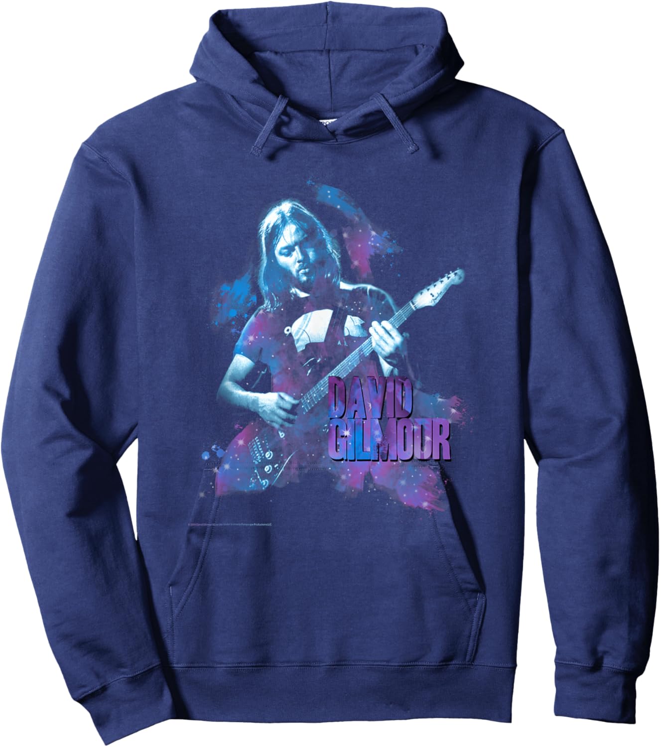 Official David Gilmour Portrait with Guitar Colorful Hoodie - Hoodie | Navy
