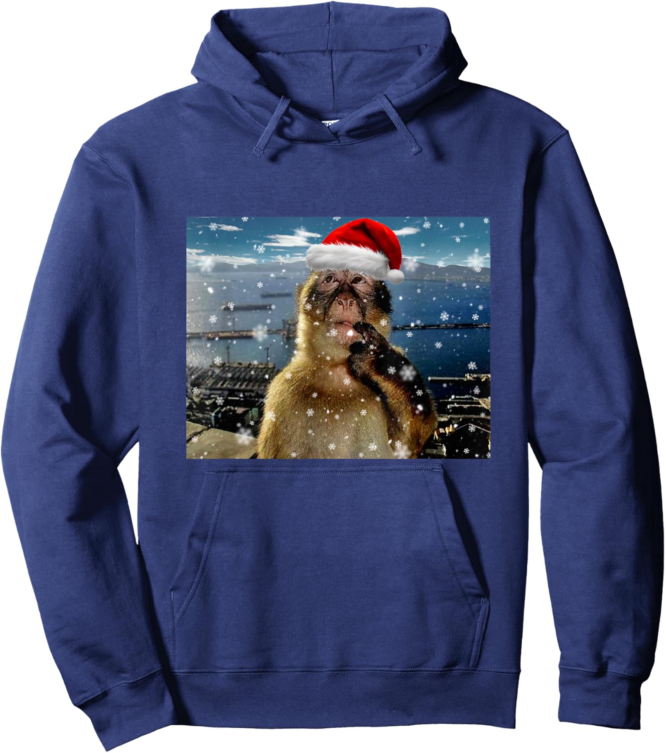 Christmas Thinking Monkey Meme Brainrot Xmas Gift Hoodie - Hoodie | Navy