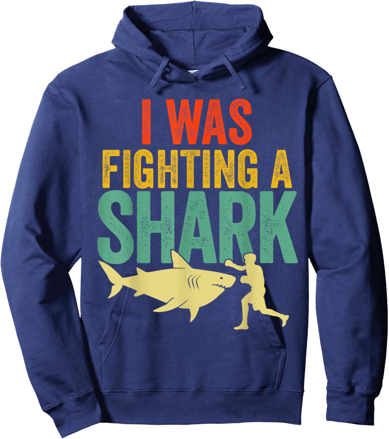 I Was Fighting Shark Get Well Soon Recovery Broken Arm Leg Hoodie - Hoodie | Navy