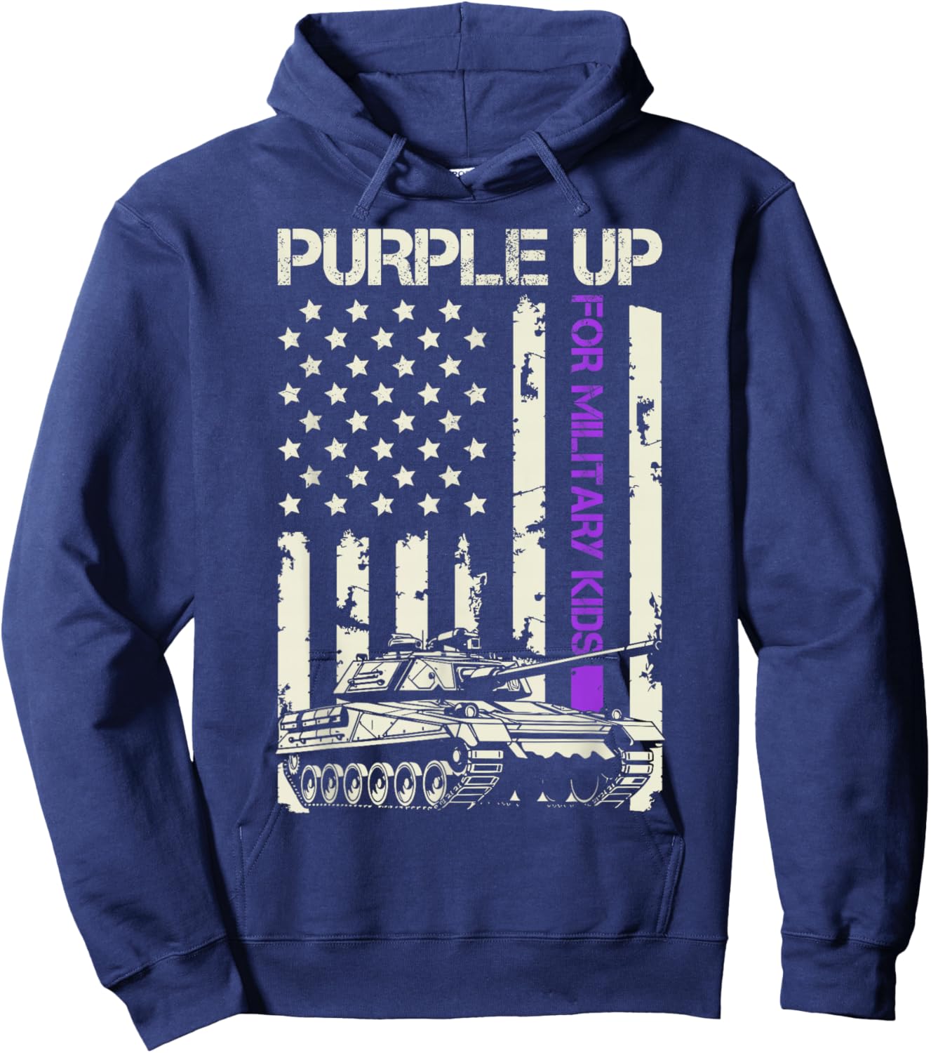 Purple Up For Military Kids USA Flag Military Child Month Hoodie - Hoodie | Navy