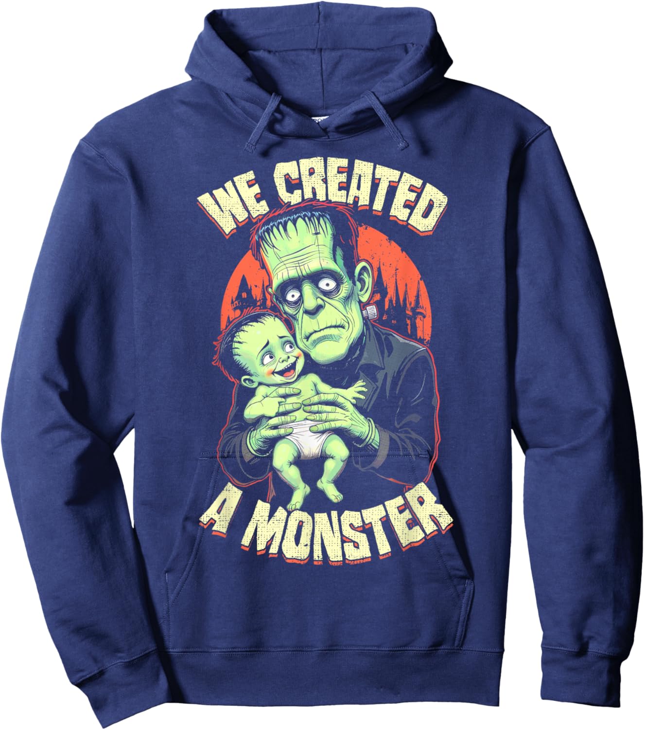 New Father, First Baby Monster Frankenstein Halloween Hoodie - Hoodie | Navy