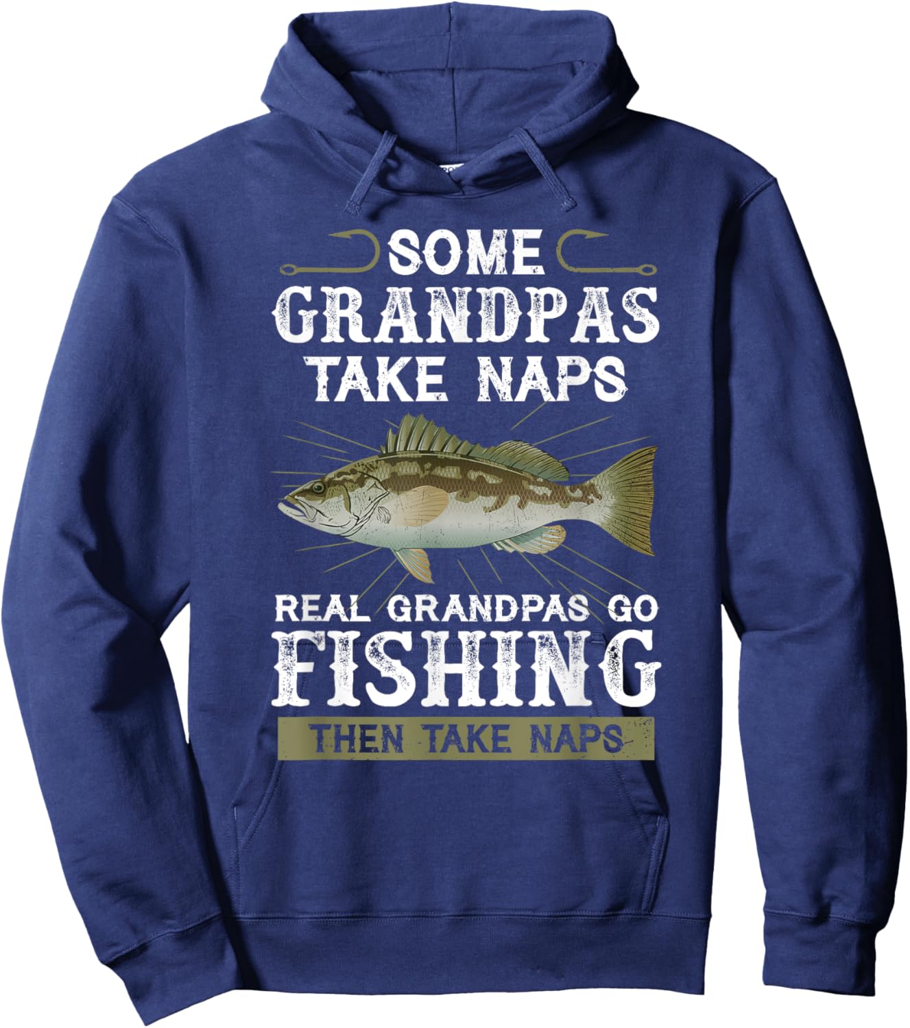 Some grandpas take naps real grandpas go fishing Hoodie - Hoodie | Navy