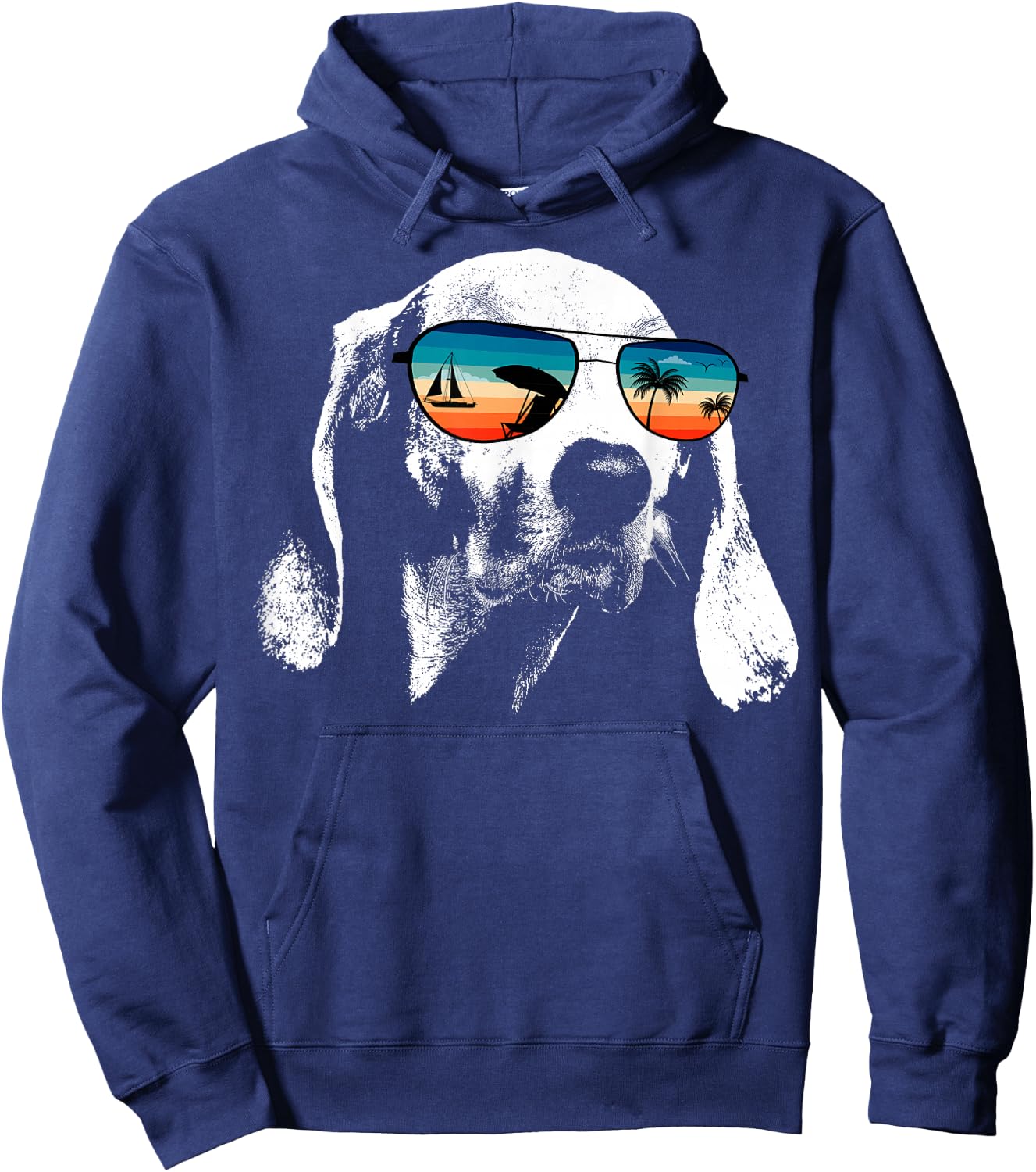 AMERICAN FOXHOUND Shirts With Glasses Sunglasses Retro Style Hoodie - Hoodie | Navy