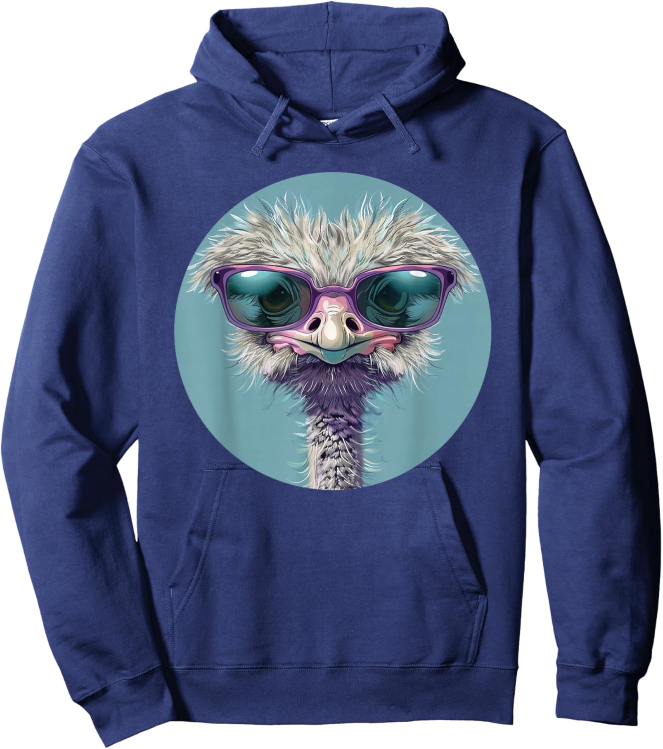 Funny bespectacled Ostrich with Sunglasses Costume Hoodie - Hoodie | Navy