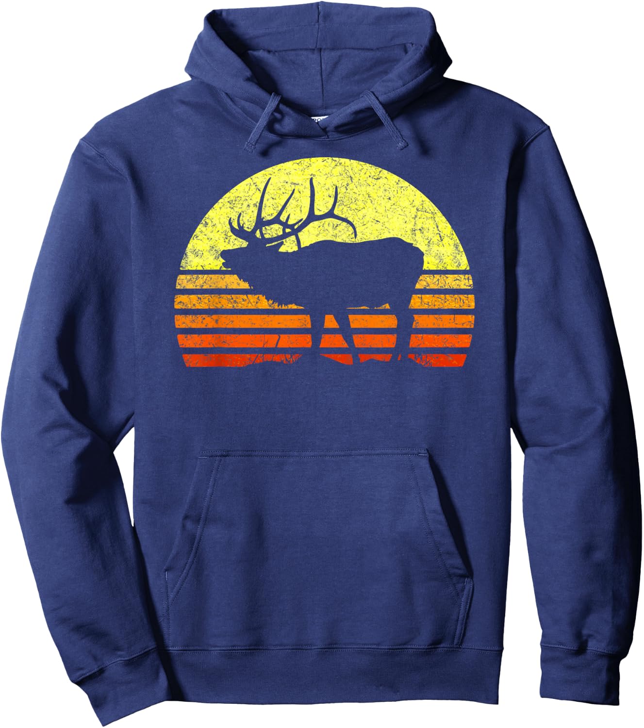 American Elk Hunter Dad Vintage Retro Sun Bow Hunting Gift Hoodie - Hoodie | Navy
