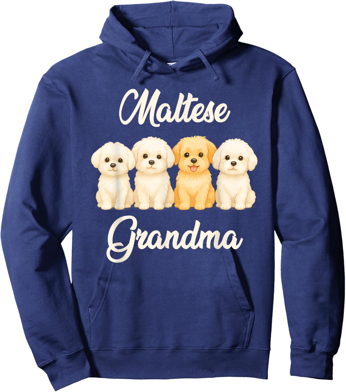 Maltese Grandma Cute Dog Lover Gift Funny Women Puppy Owner Hoodie - Hoodie | Navy