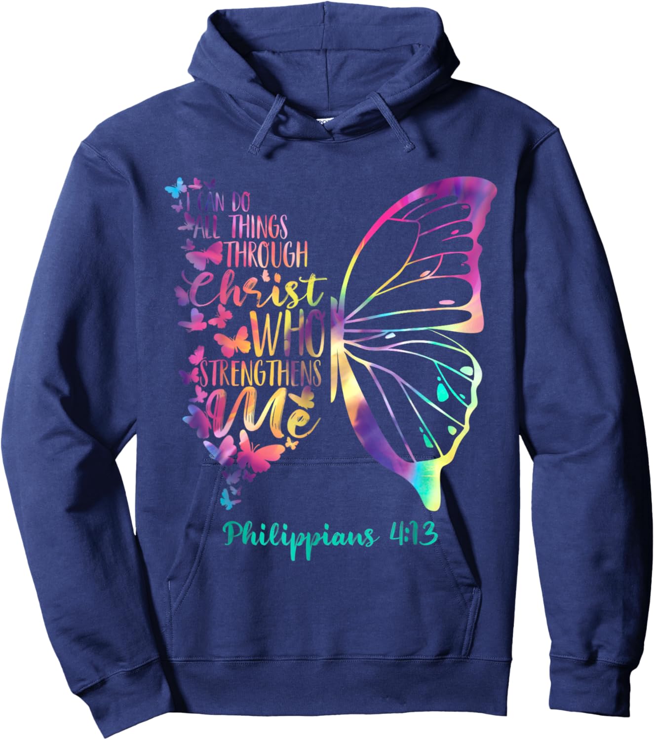 Can Do All Things Through Christ Who Strengthens Me I Hoodie - Hoodie | Navy