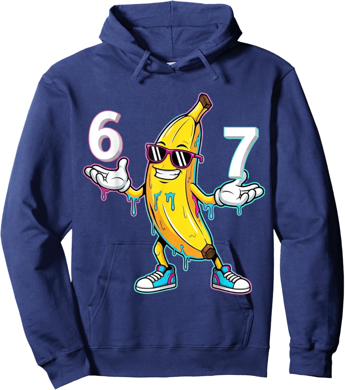 Funny Cartoon Banana 67 Graphic Design Kids Youth Boys Girls Hoodie - Hoodie | Navy